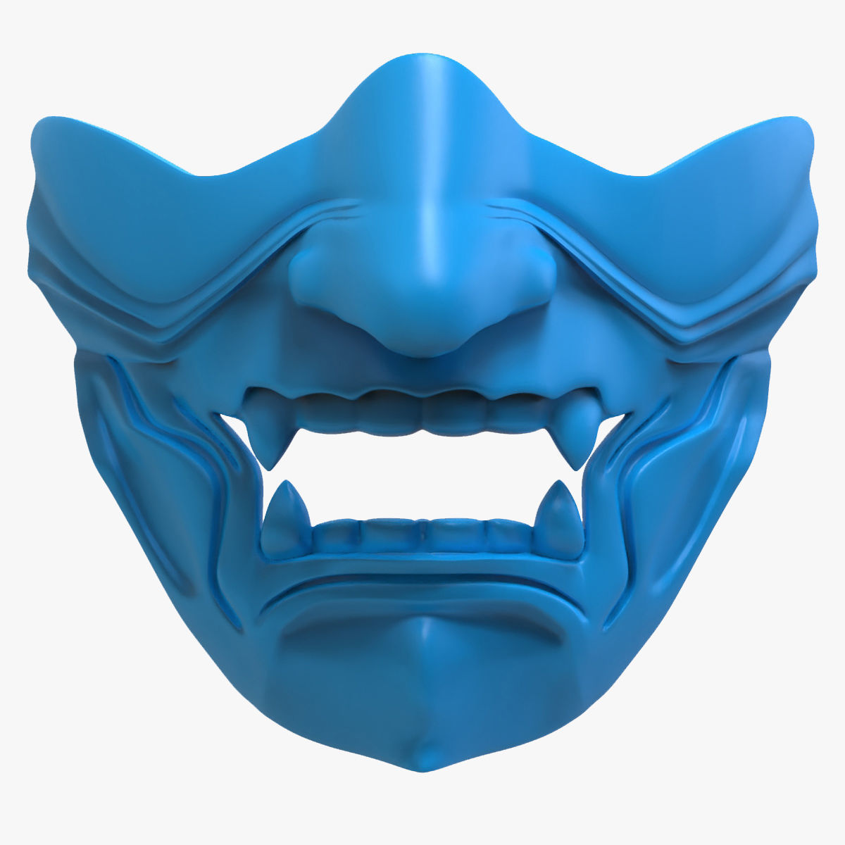 SCULPTED HALF FACE SAMURAI MEMPO MASK 3D print model_1