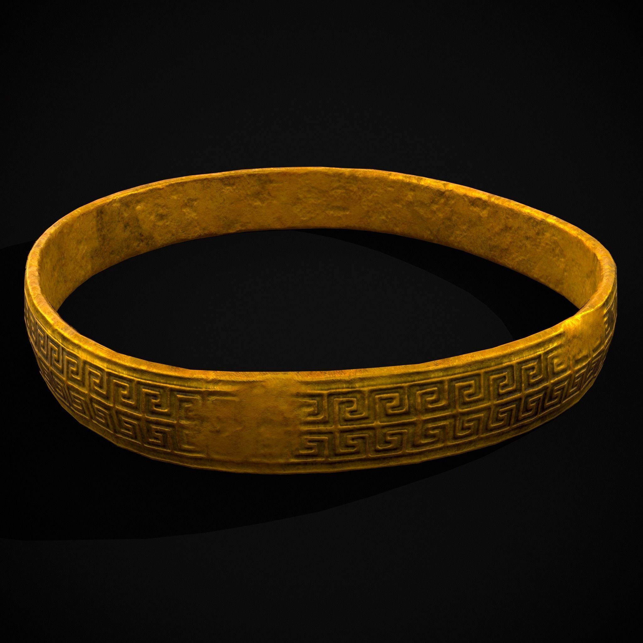 Greek Pattern Gold Ring Low-poly 3D model_25