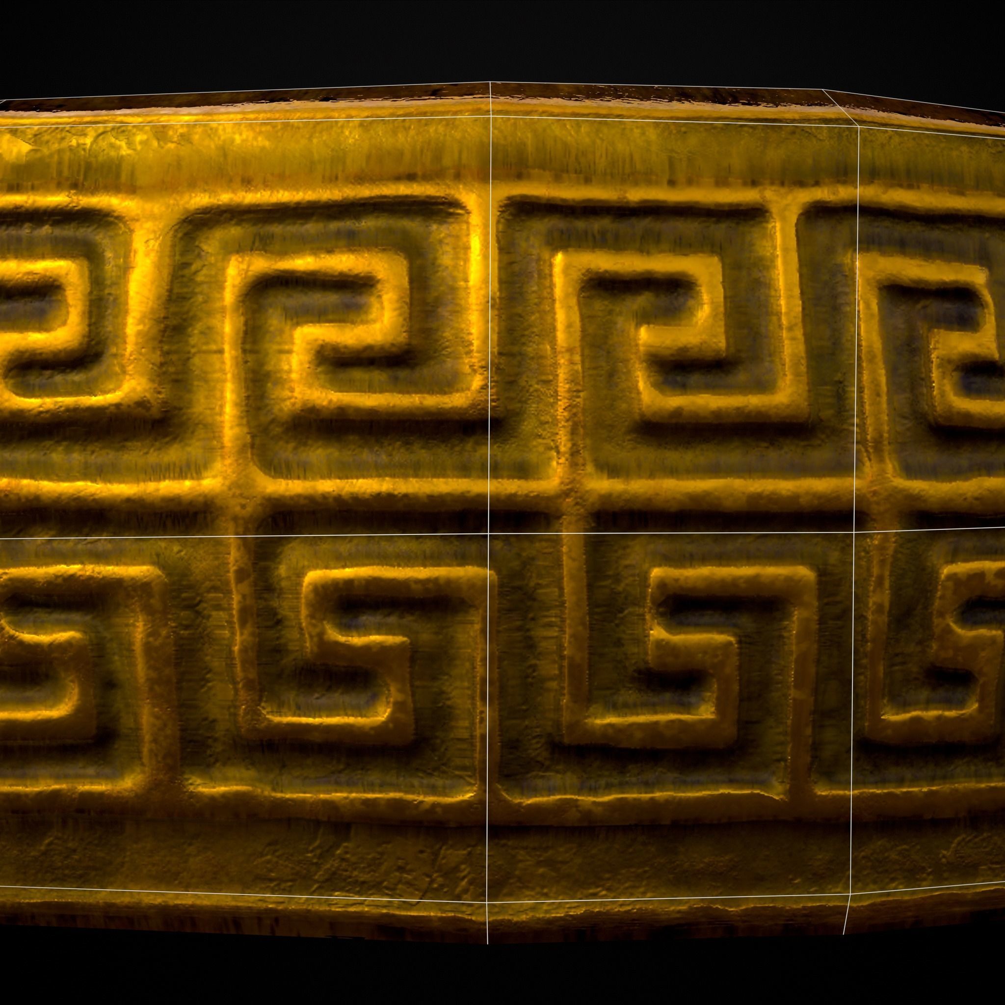 Greek Pattern Gold Ring Low-poly 3D model_24