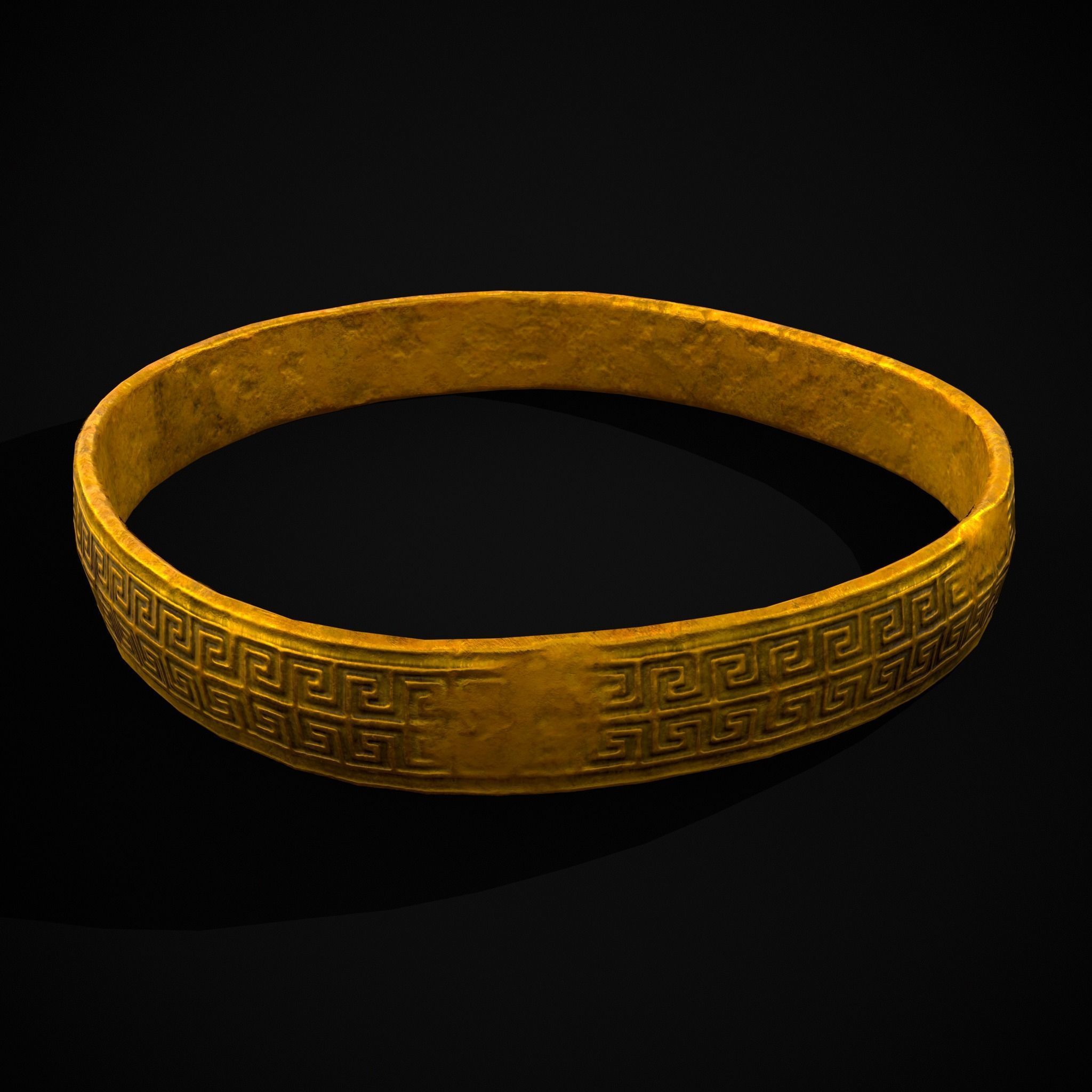 Greek Pattern Gold Ring Low-poly 3D model_39