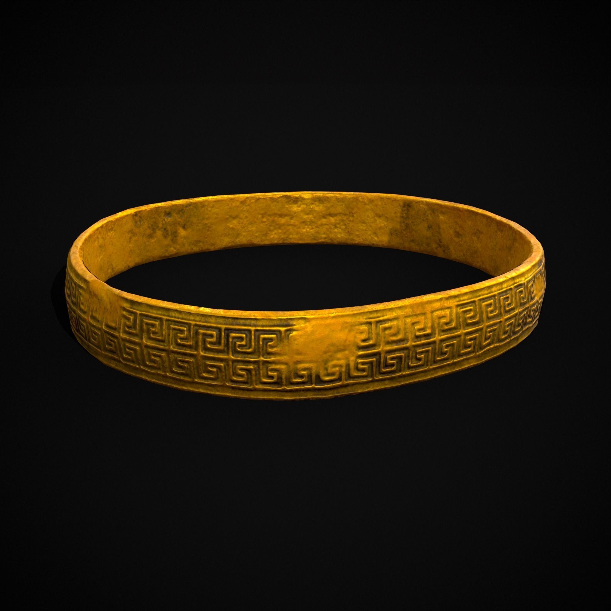 Greek Pattern Gold Ring Low-poly 3D model_31