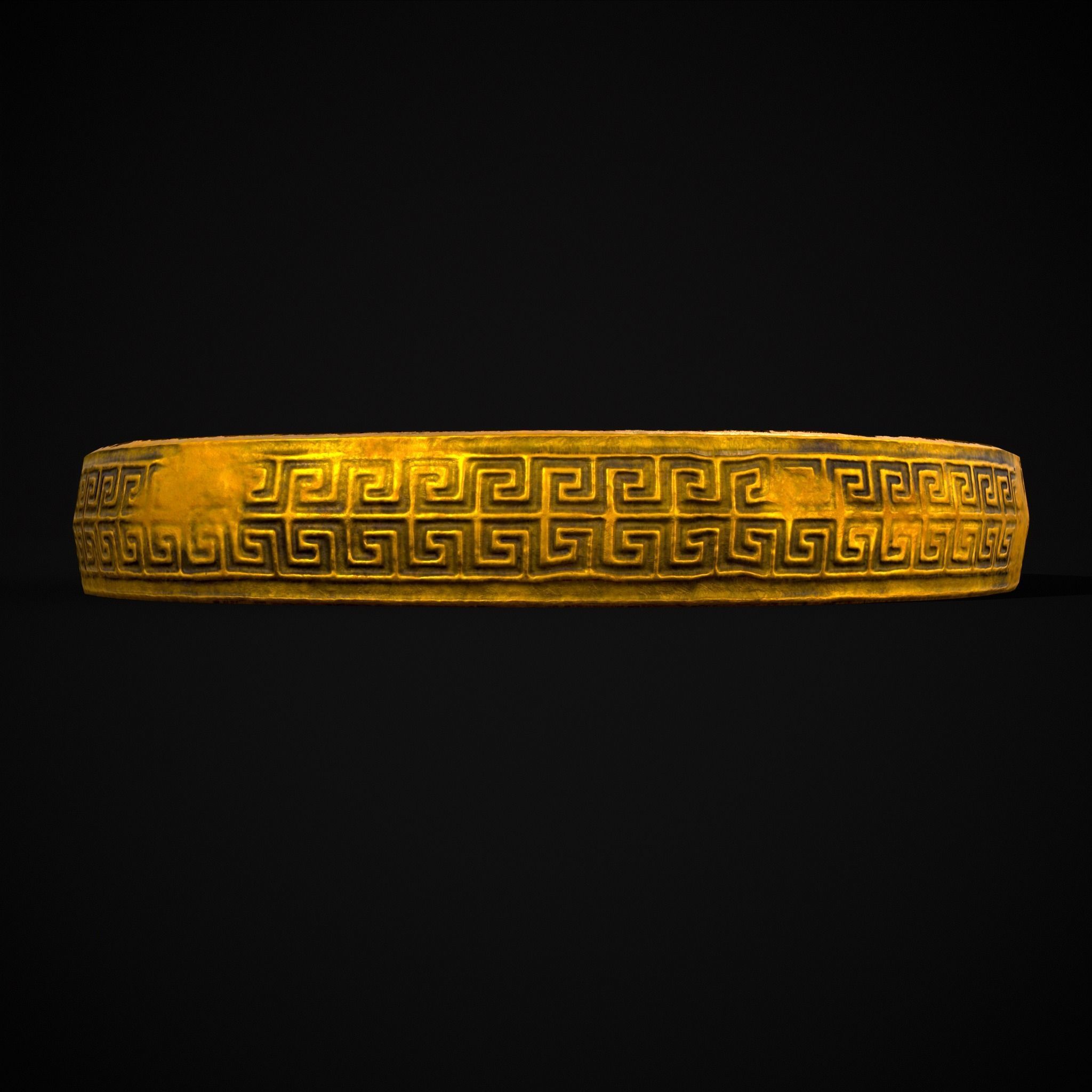Greek Pattern Gold Ring Low-poly 3D model_13
