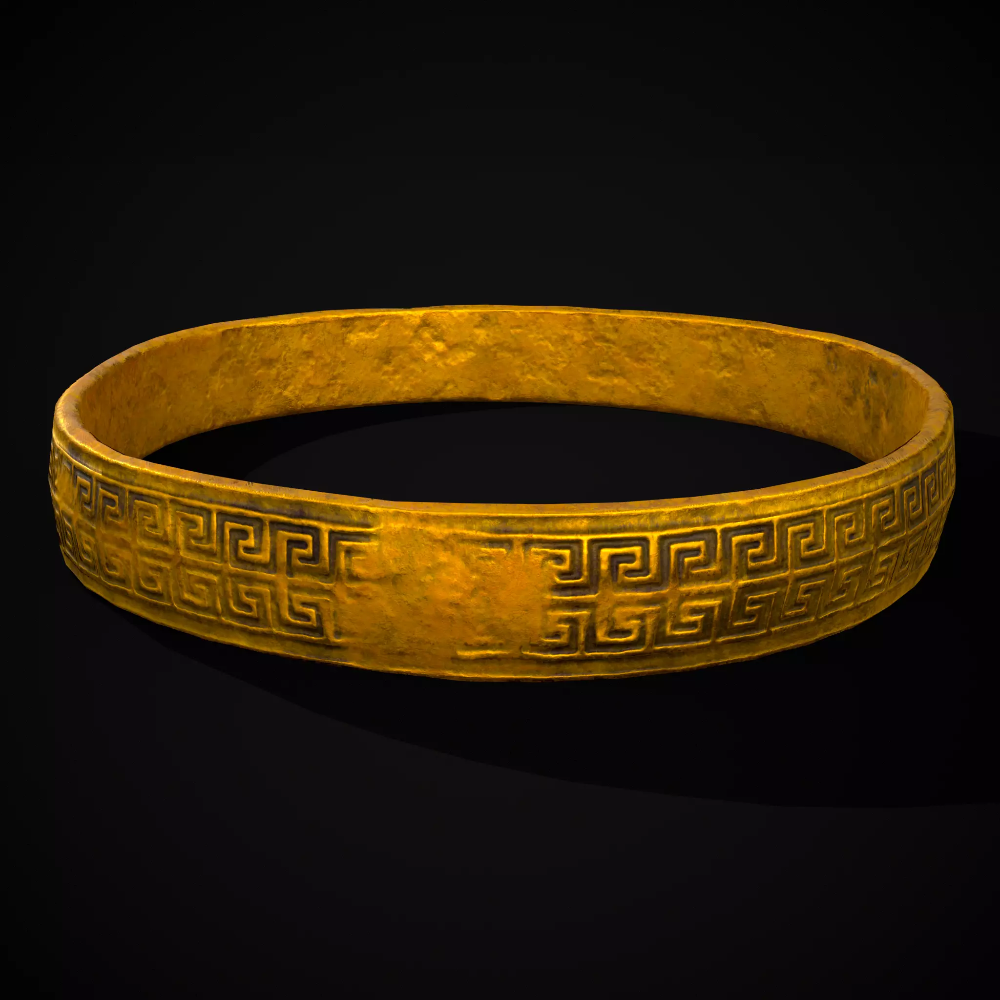 Greek Pattern Gold Ring Low-poly 3D model_0