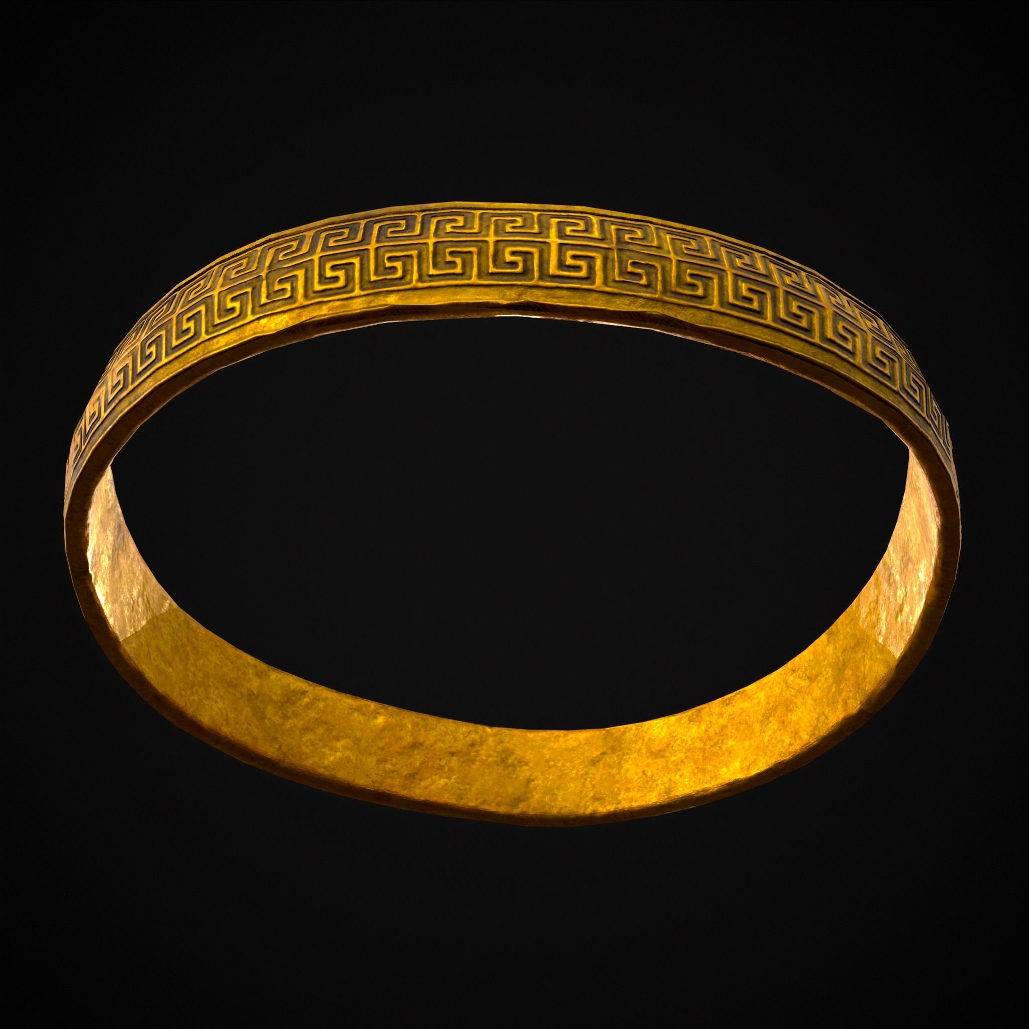 Greek Pattern Gold Ring Low-poly 3D model_19