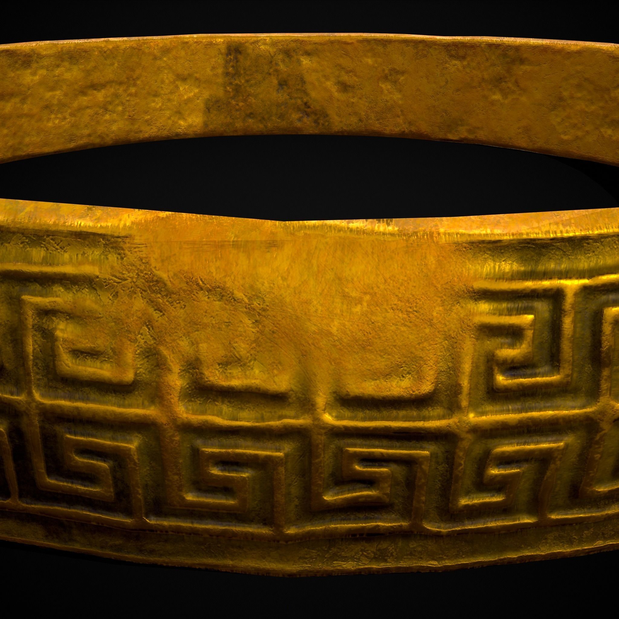 Greek Pattern Gold Ring Low-poly 3D model_9