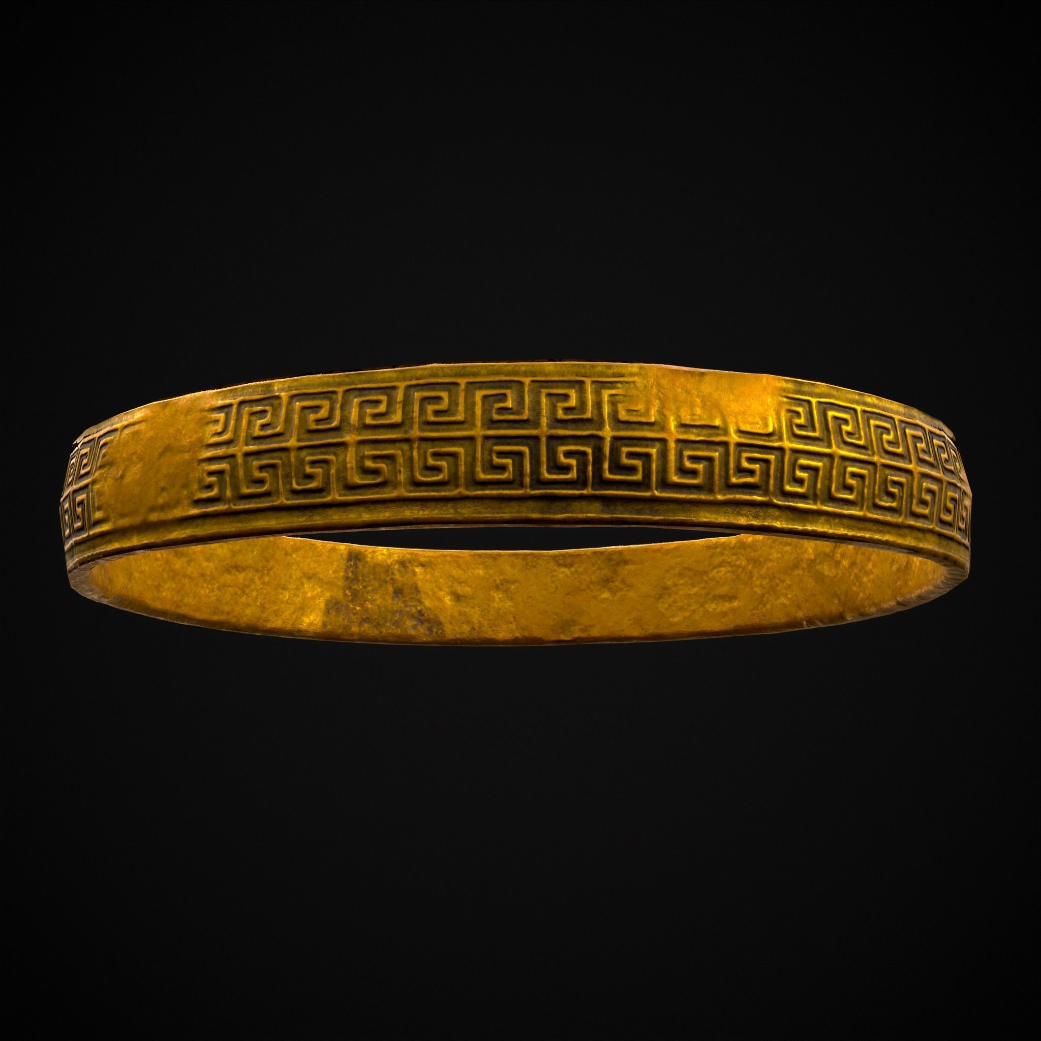 Greek Pattern Gold Ring Low-poly 3D model_37