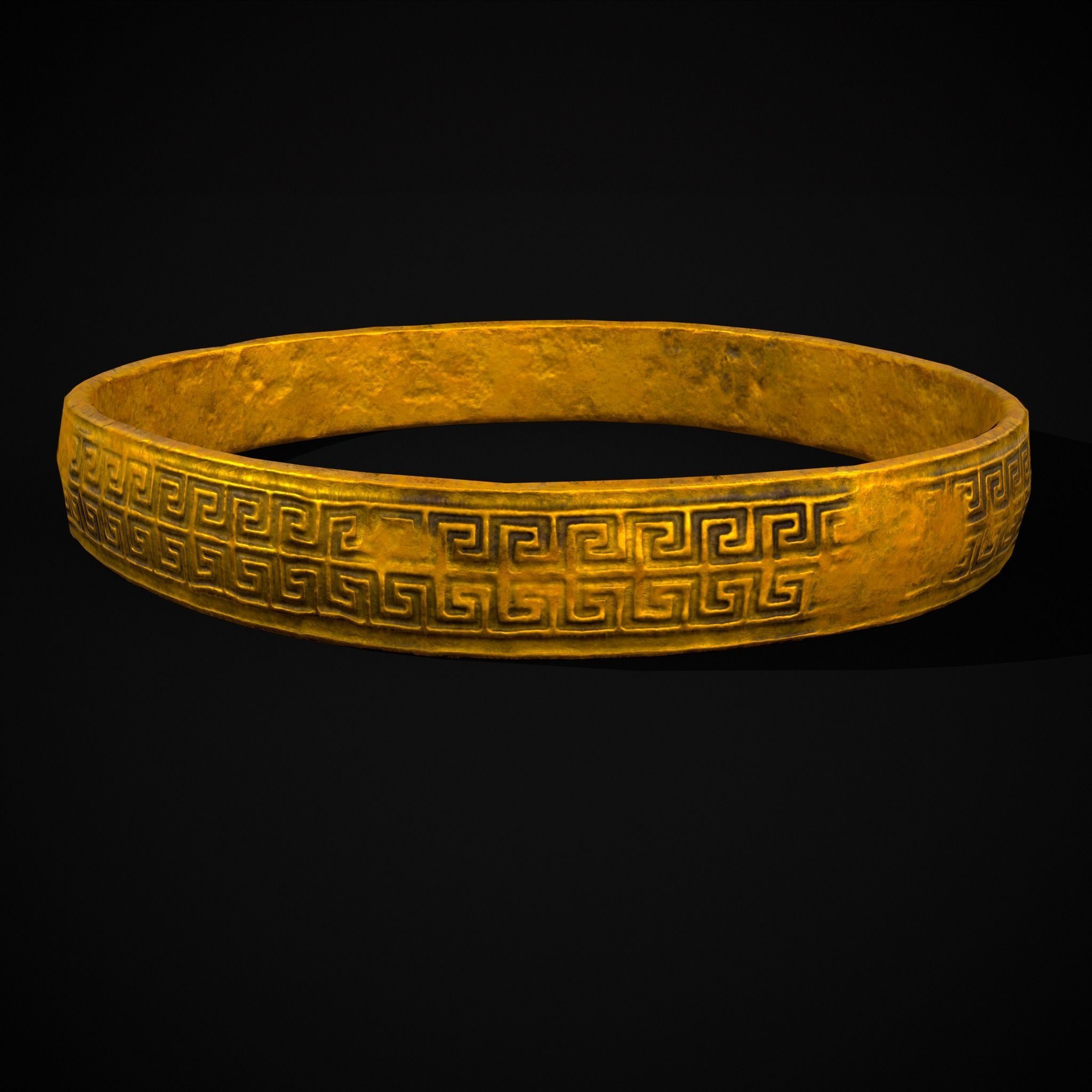 Greek Pattern Gold Ring Low-poly 3D model_17