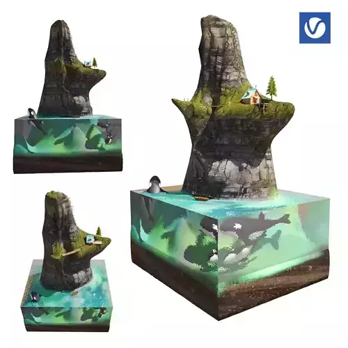 whale rock Low-poly 3D model