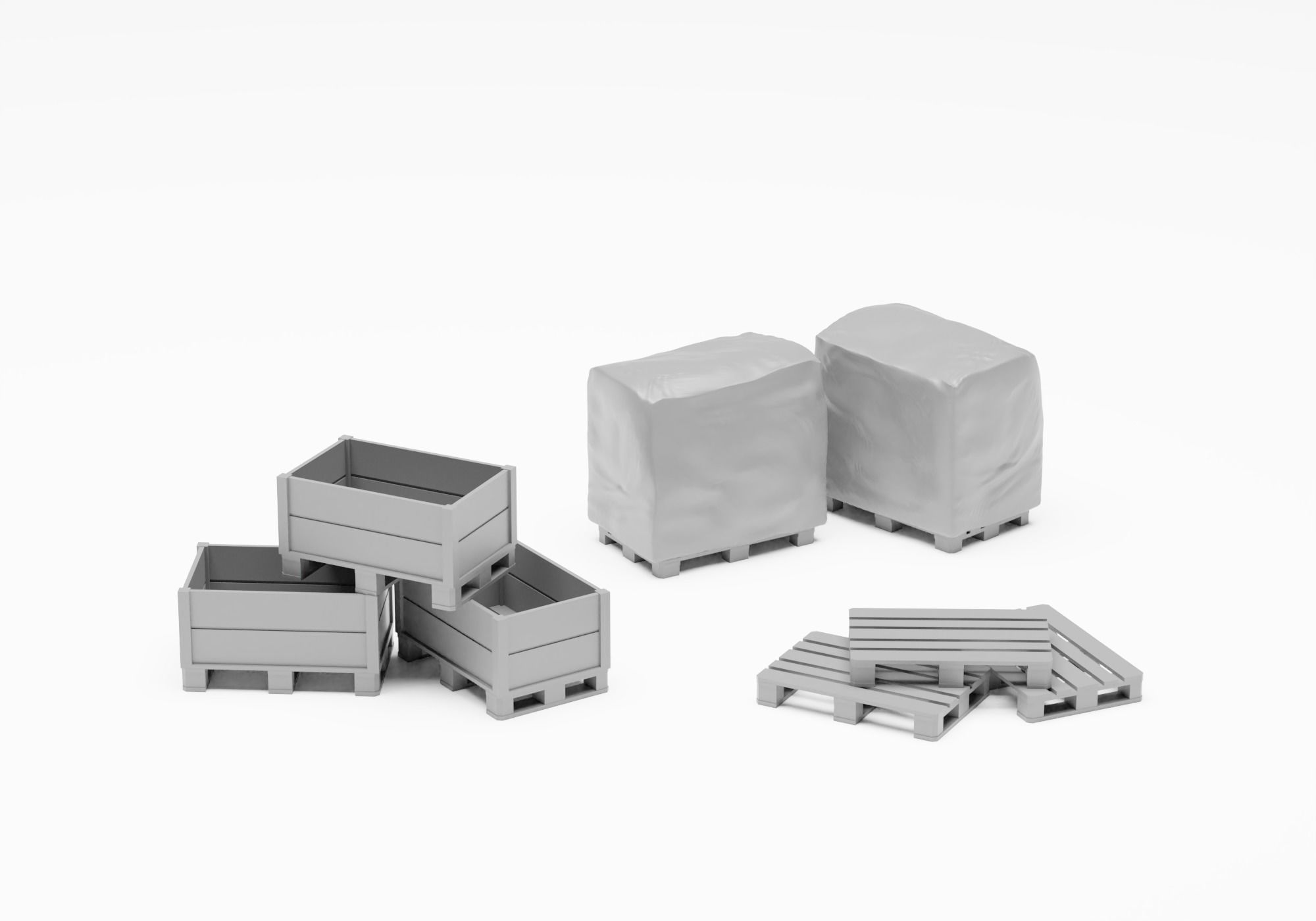 Transport pack - Forklift with cargo H0 scale 3D print model_3