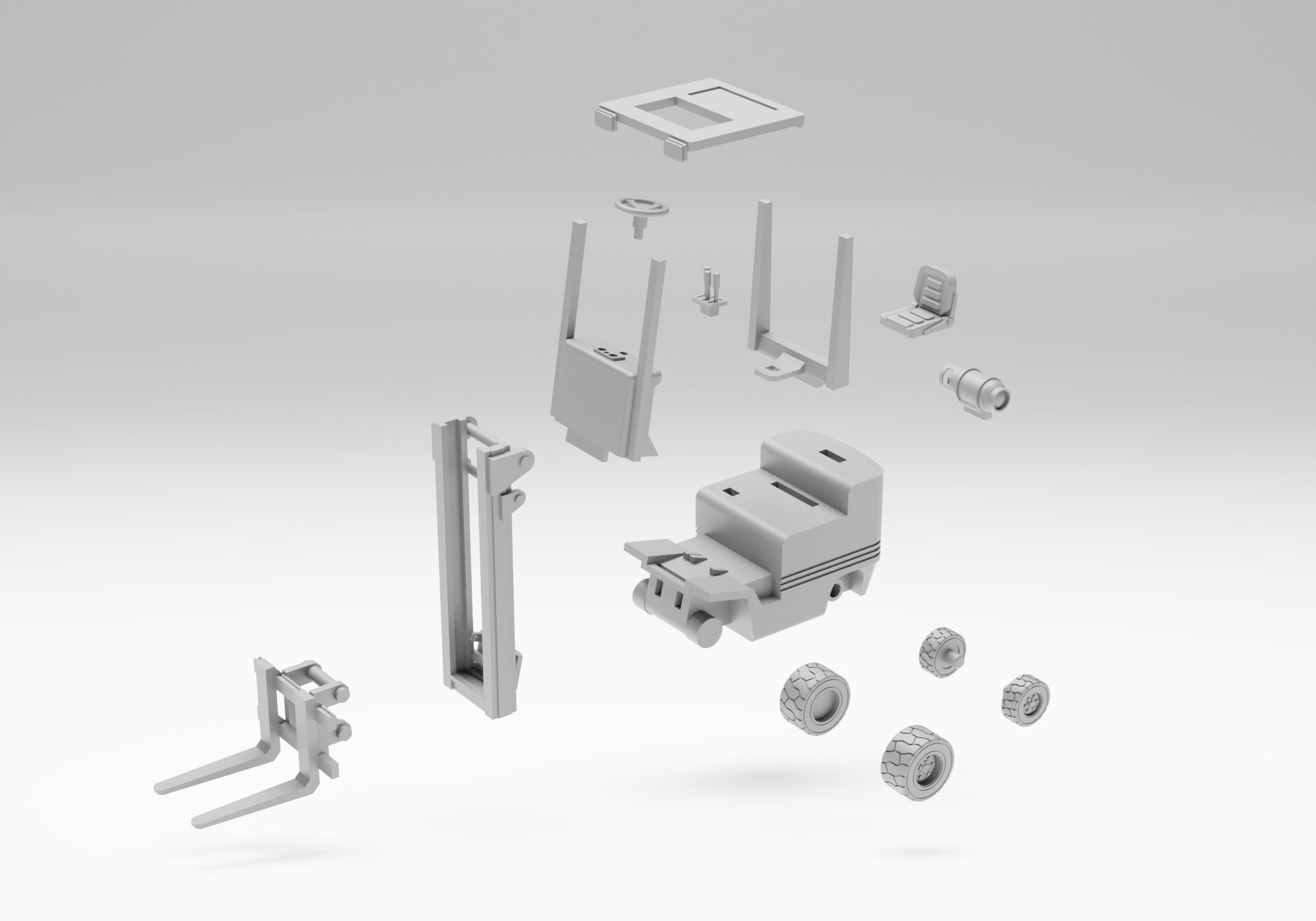 Transport pack - Forklift with cargo H0 scale 3D print model_1