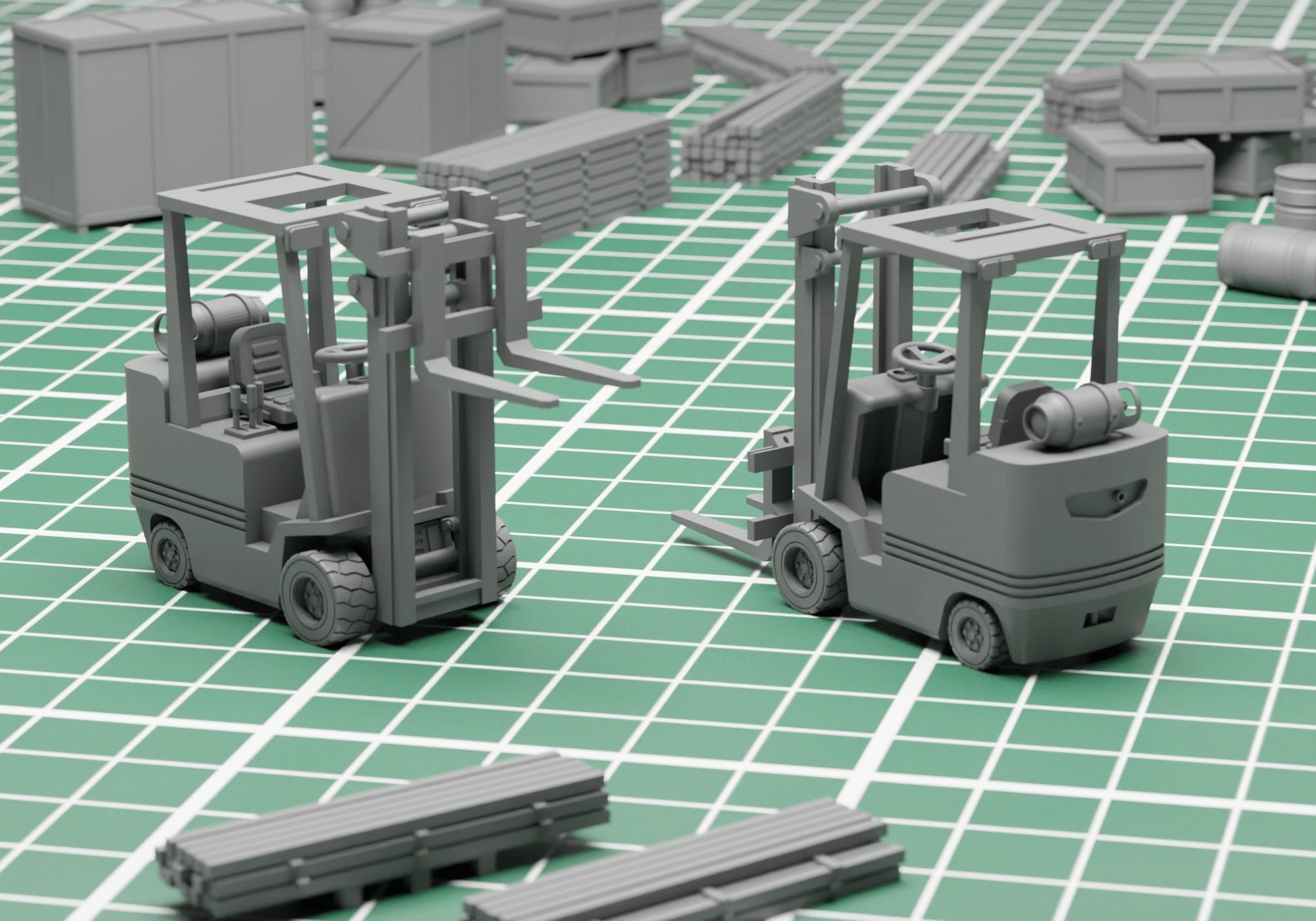 Transport pack - Forklift with cargo H0 scale 3D print model_10