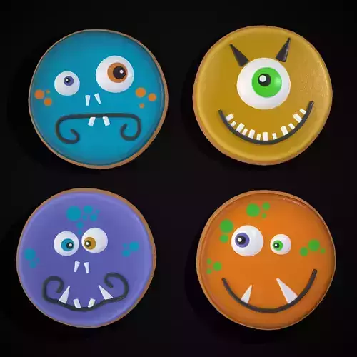 Goofy Circle Monster Cookies Low-poly 3D model