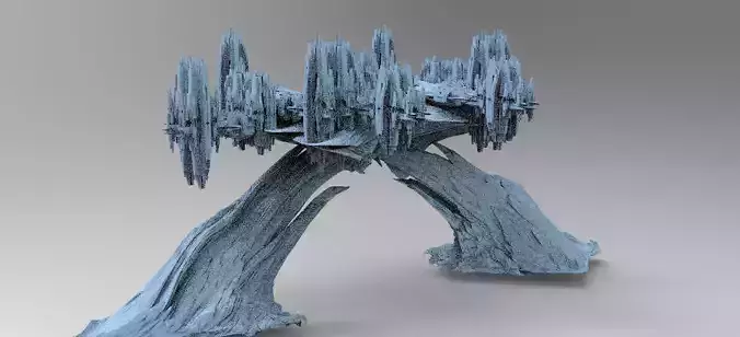 Sci fi Alien Mushroom rock City 1 3D model