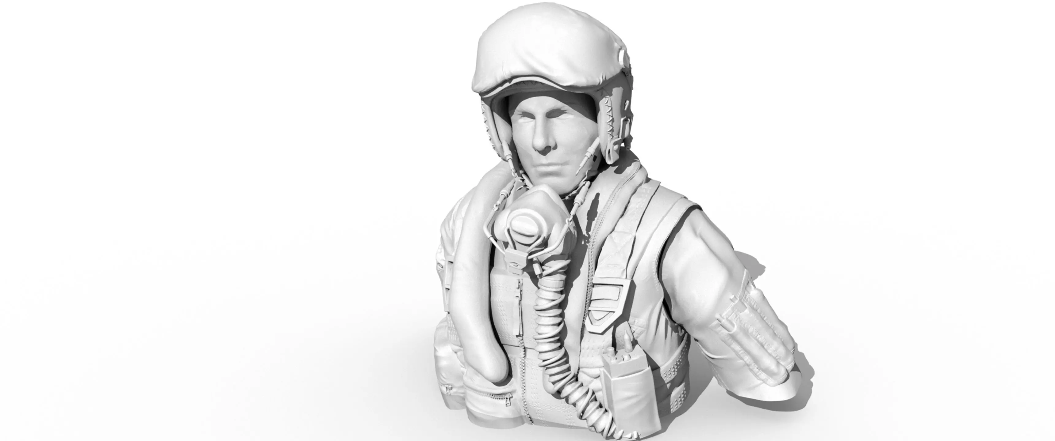 200mm RAF Pilot bust  3D print model_0
