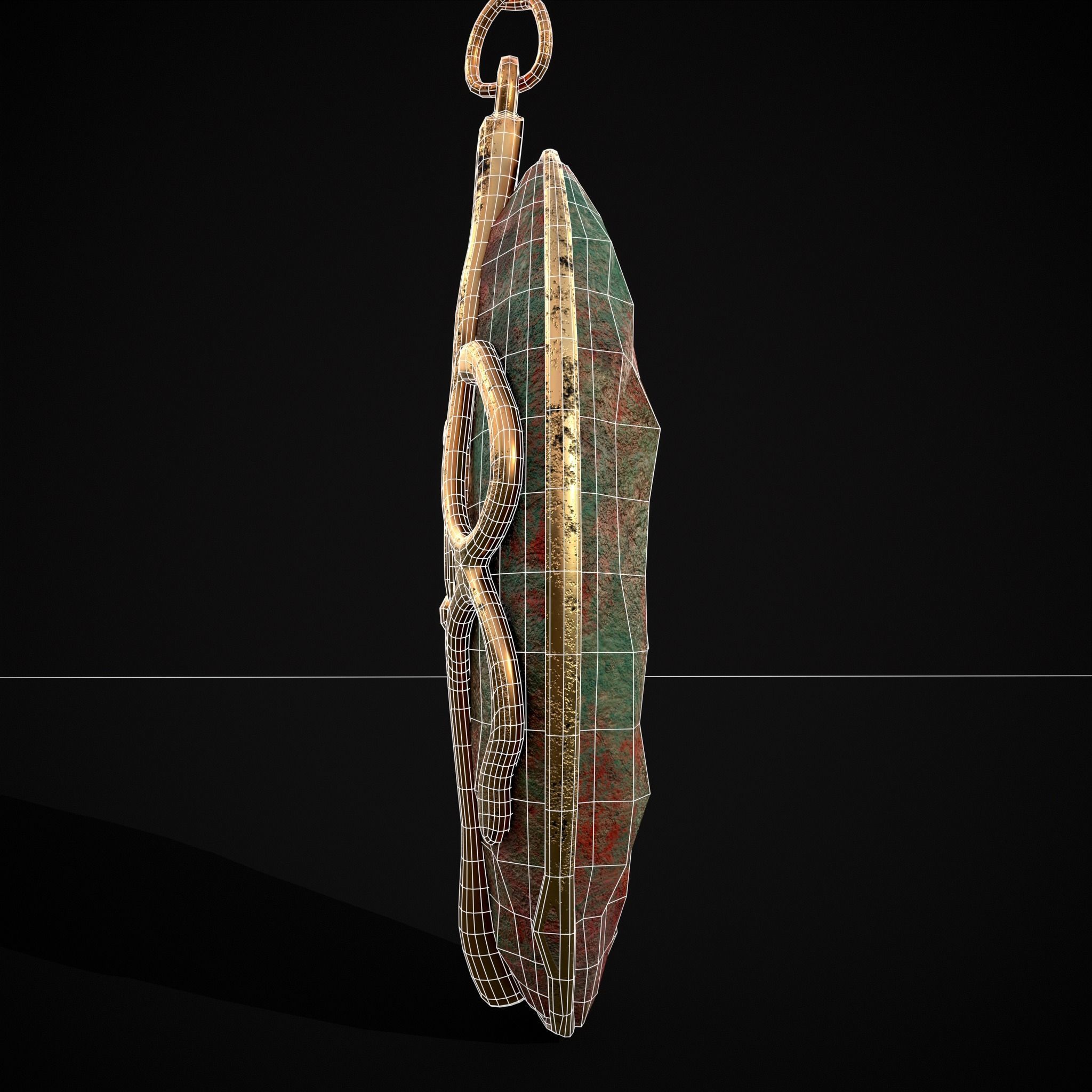 Corroding Oval Drop Earrings Low-poly 3D model_18