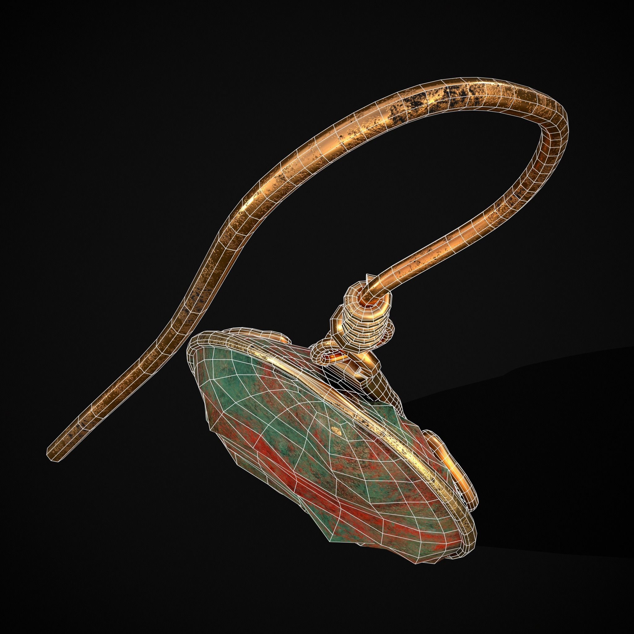 Corroding Oval Drop Earrings Low-poly 3D model_20