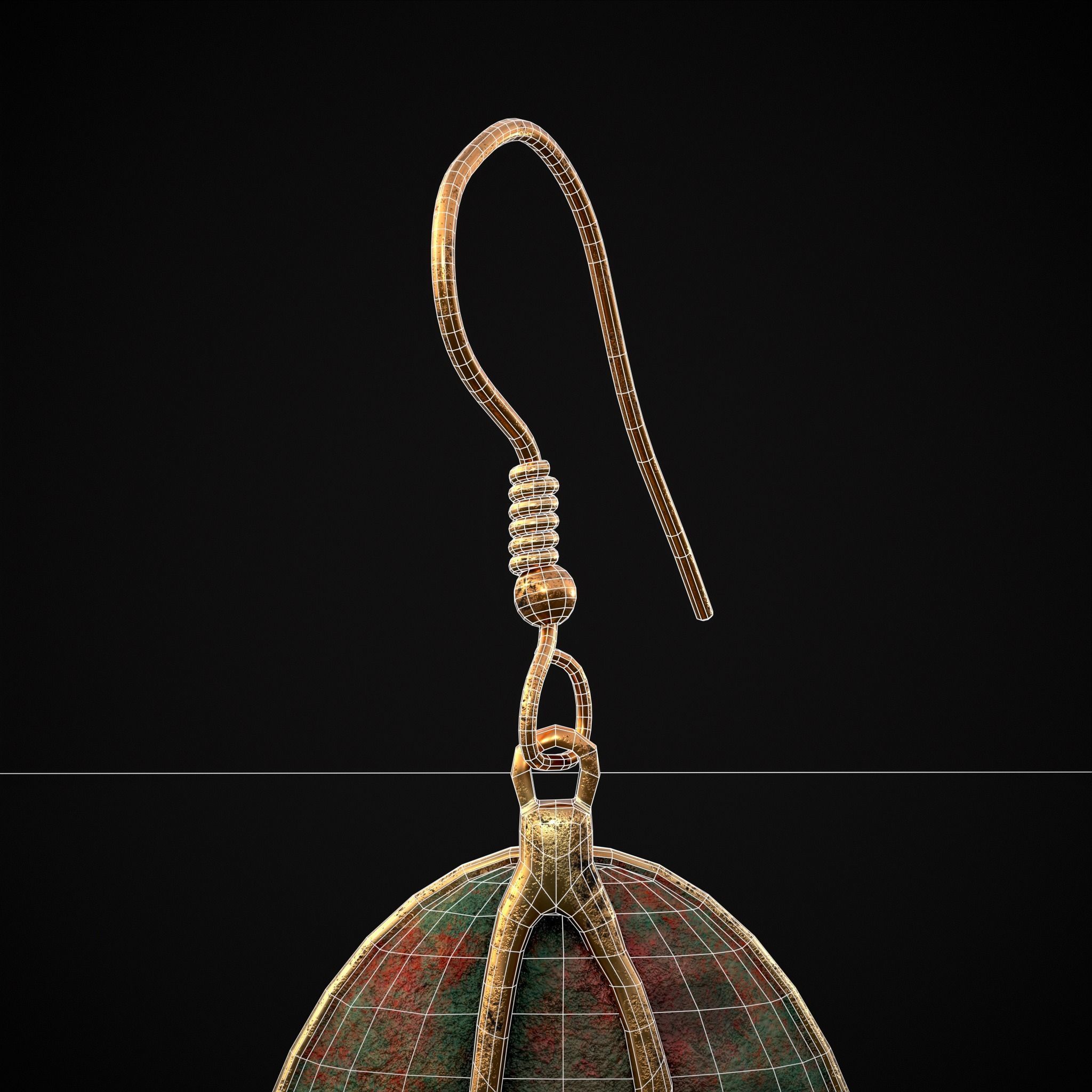 Corroding Oval Drop Earrings Low-poly 3D model_14