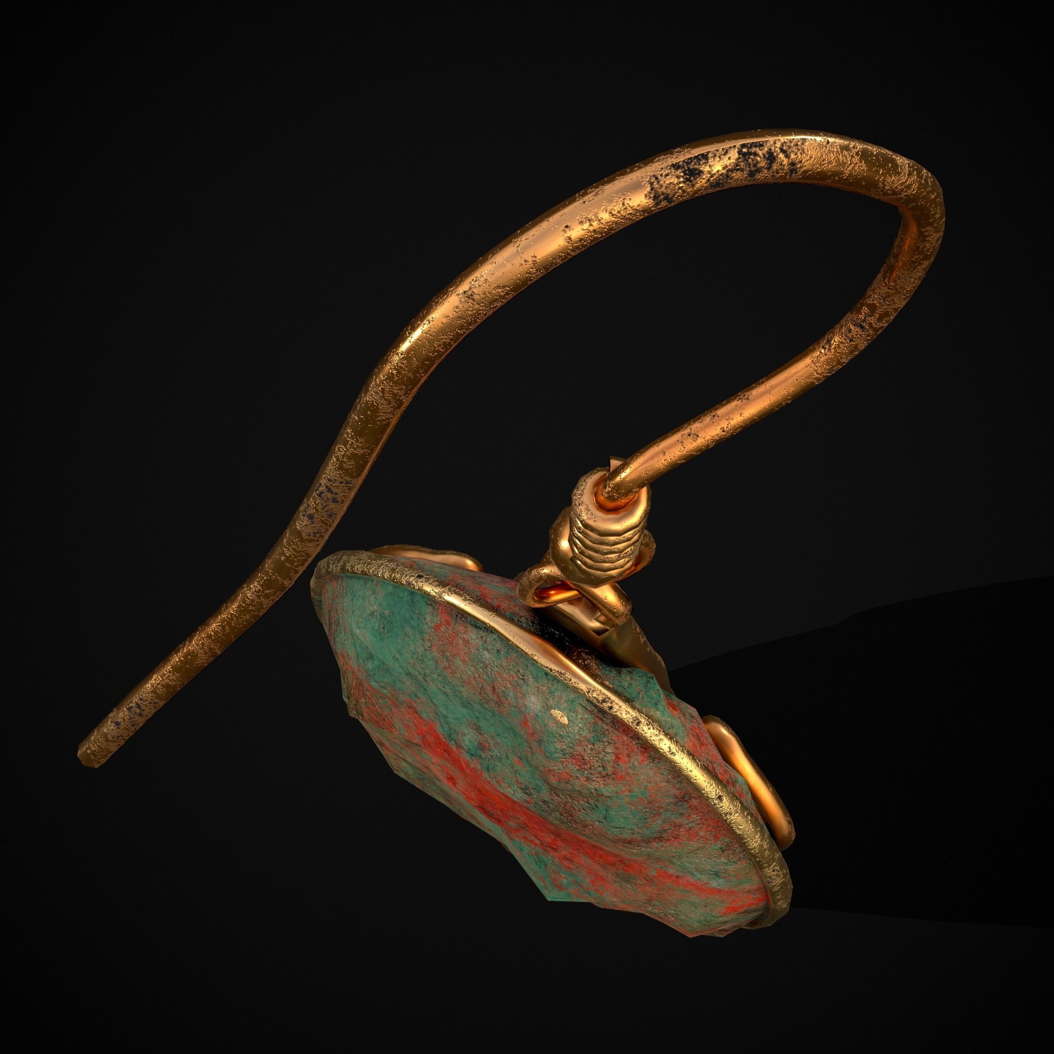 Corroding Oval Drop Earrings Low-poly 3D model_19