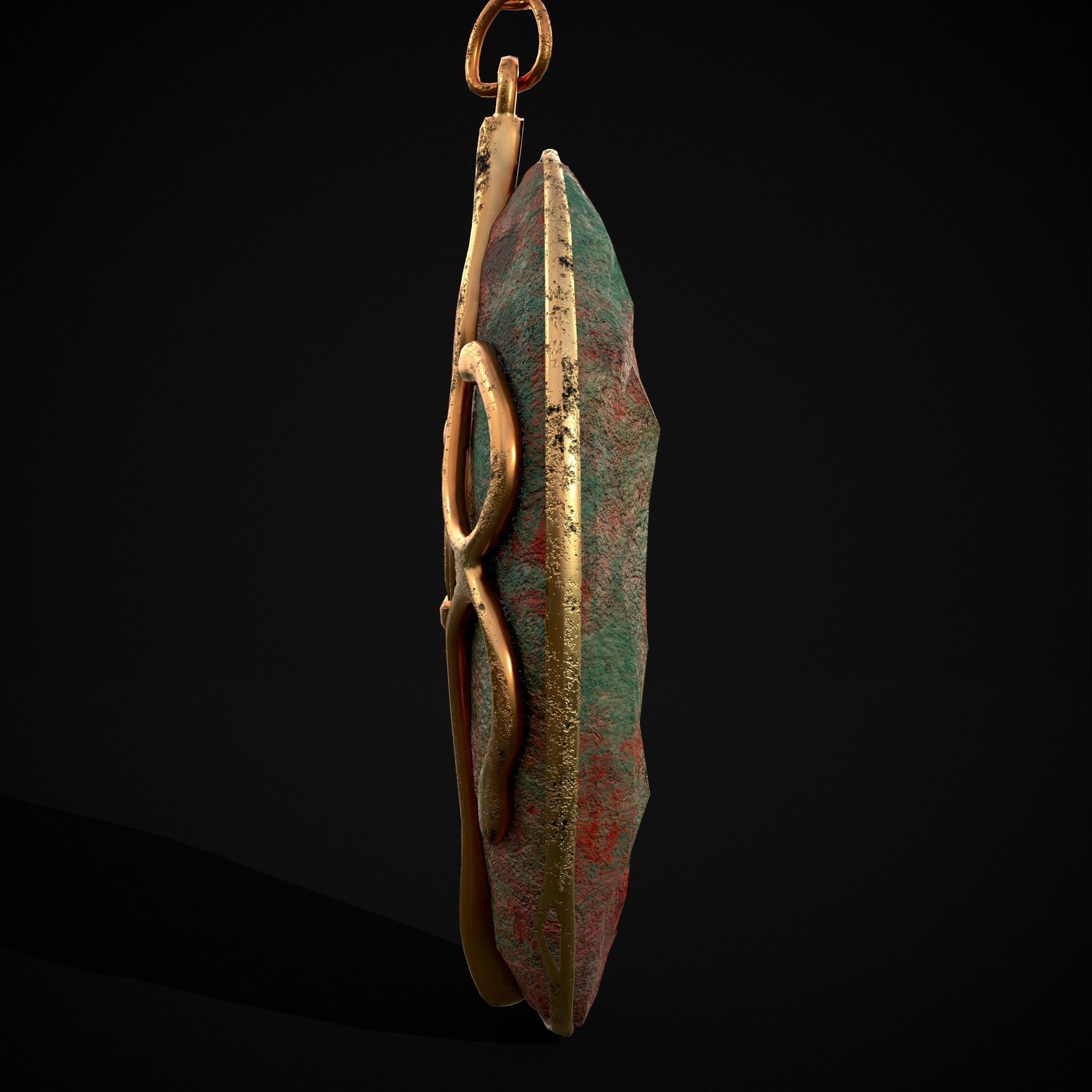Corroding Oval Drop Earrings Low-poly 3D model_17