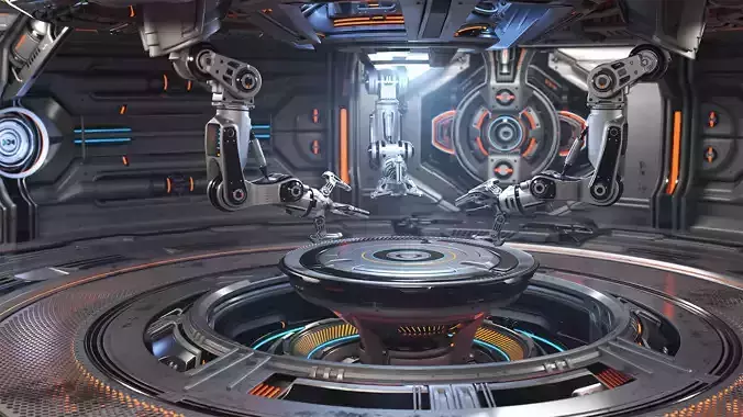 Sci-Fi Robotic Factory - Rigged  3D model