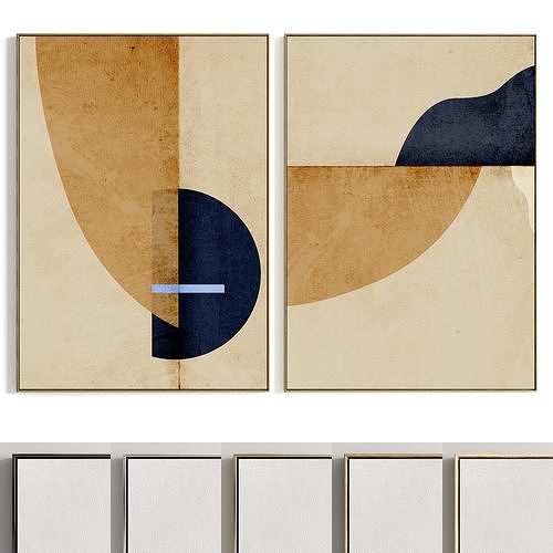 Plaster Two Photo Frame 287 Low-poly 3D model