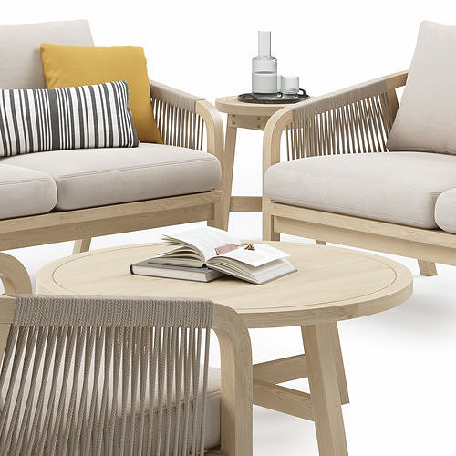 Outdoor Garden Woven Lounge Set by Kettler 3D model 2