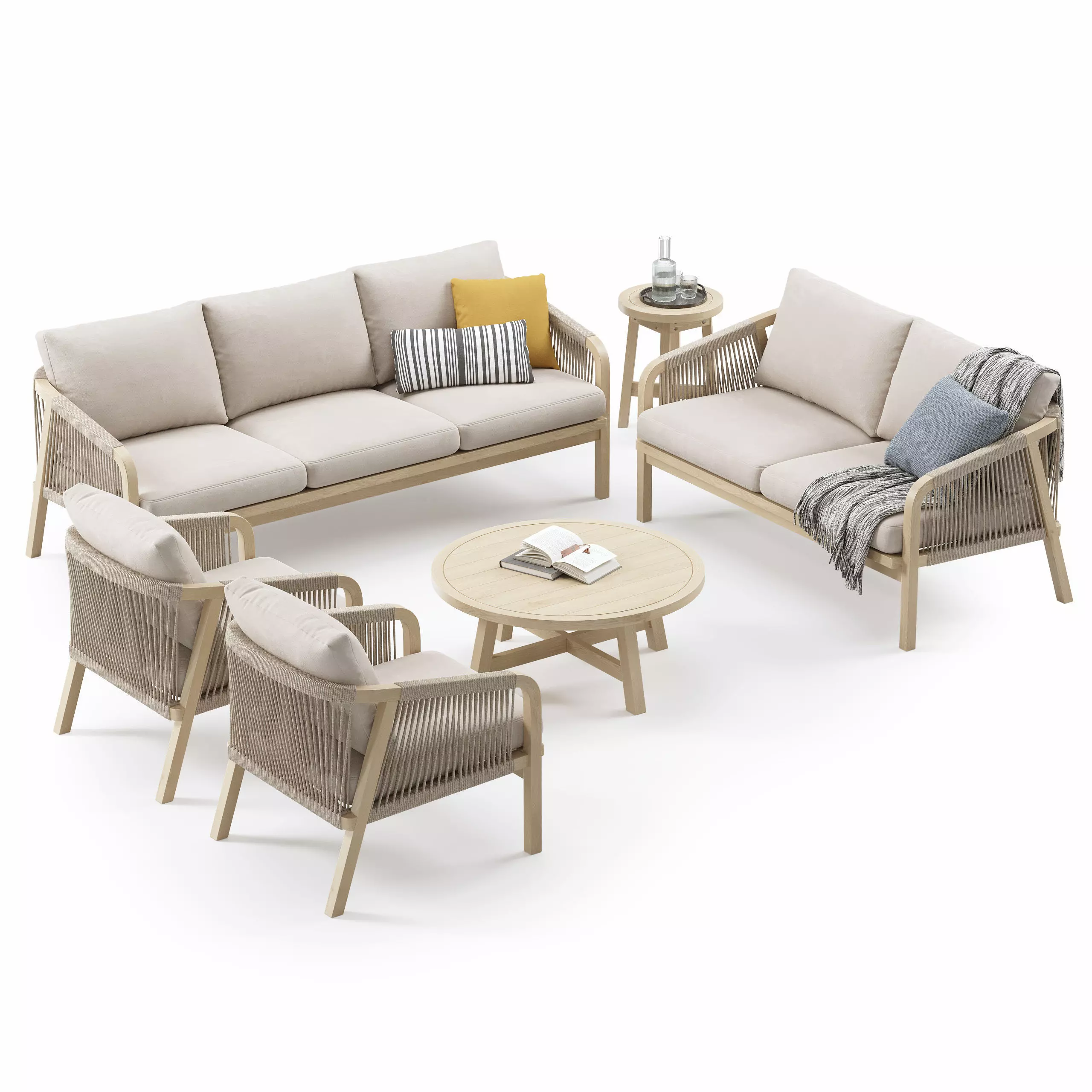 Outdoor Garden Woven Lounge Set by Kettler 3D model_0