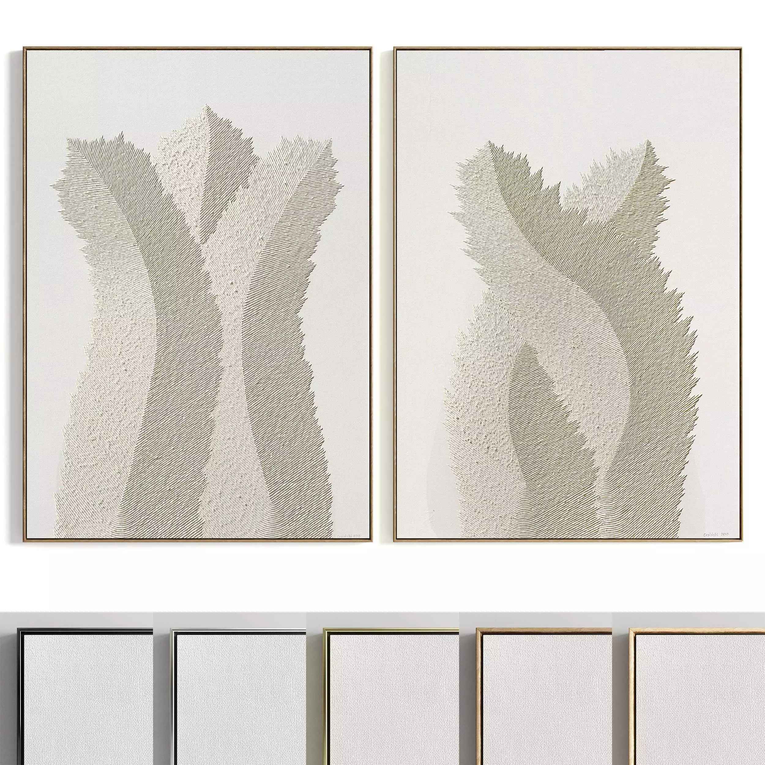 Plaster Two Photo Frame 292 Low-poly 3D model_0