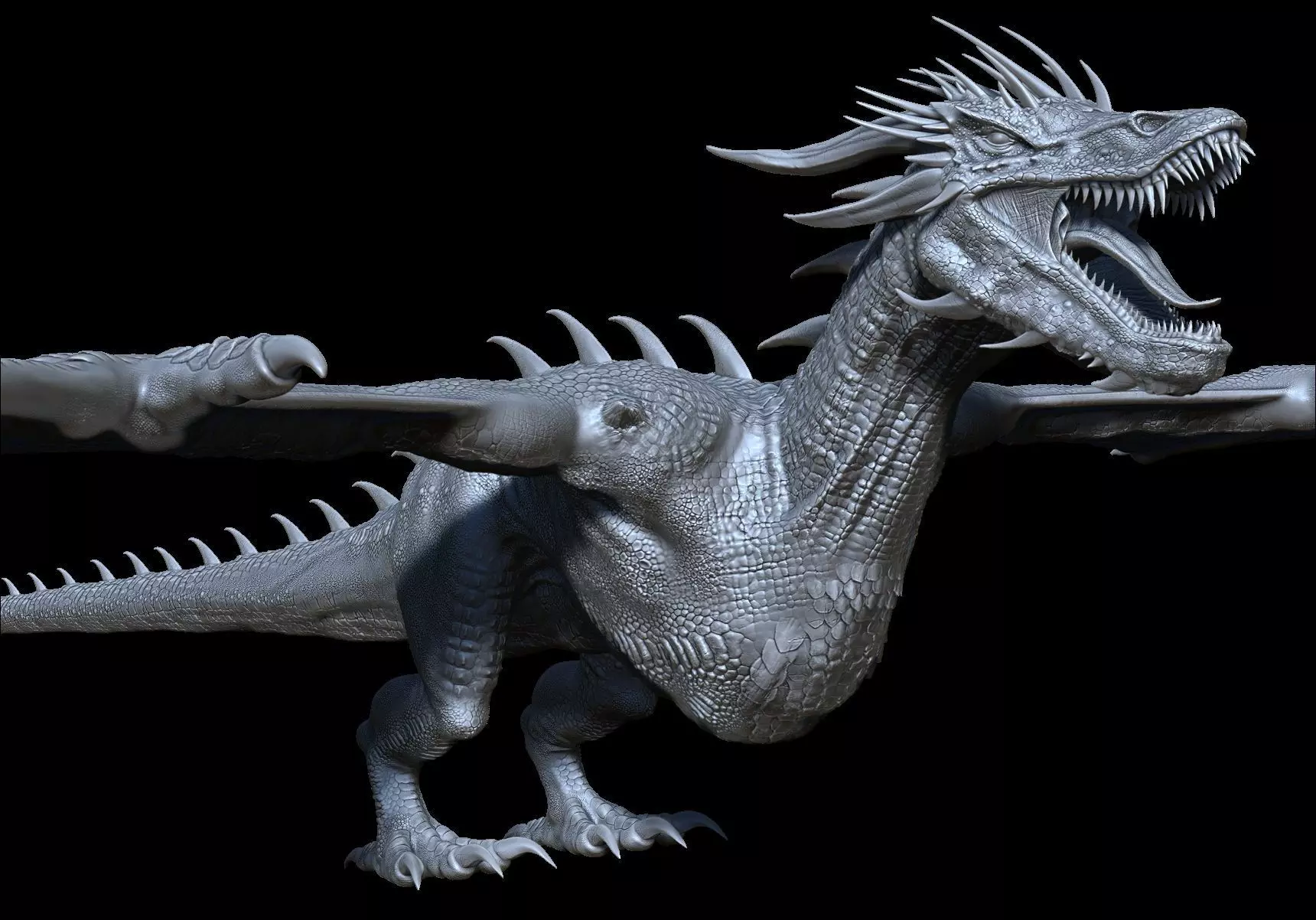 Dinosaur Wyvern Type Dragon Sculpt Project 3D model_0