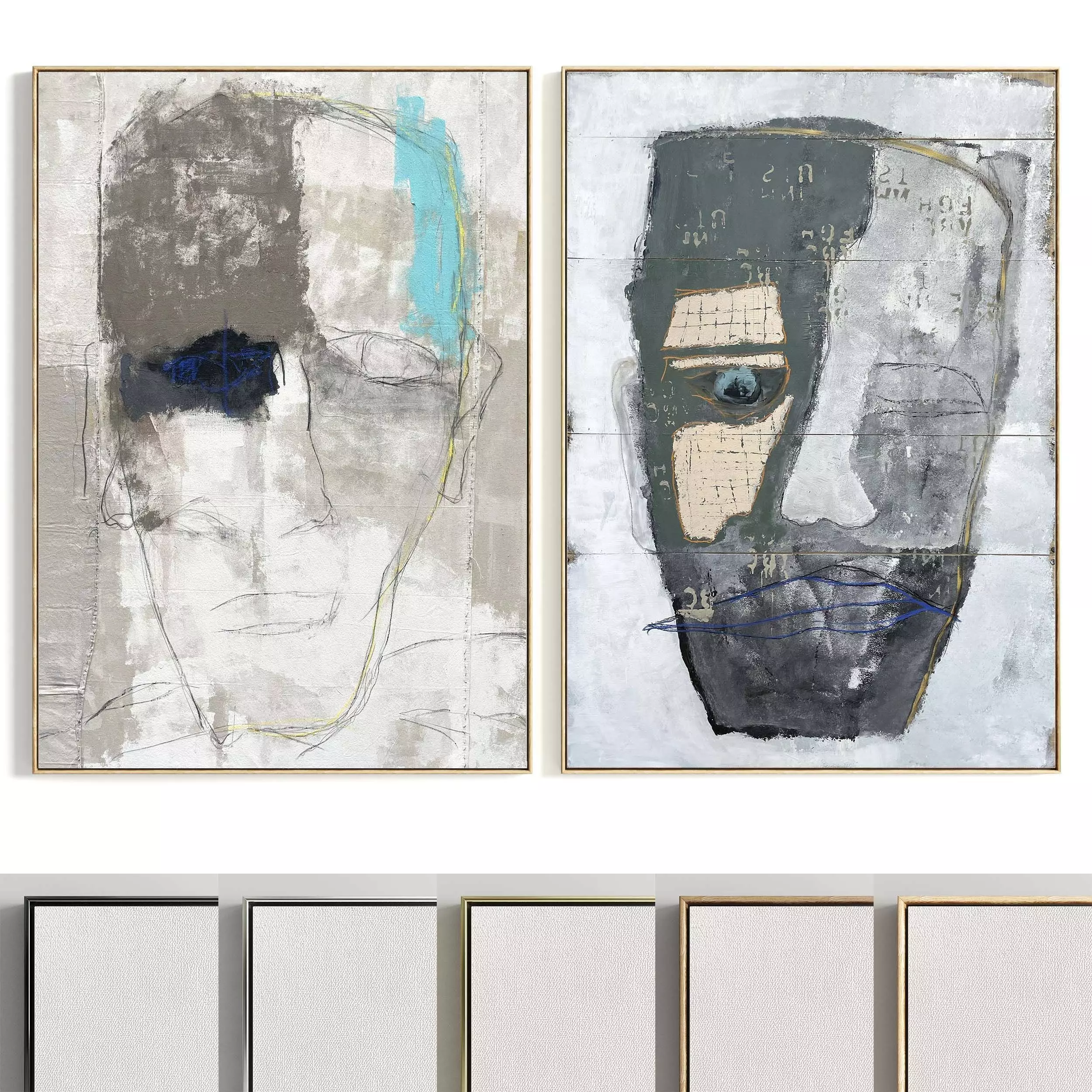 Plaster Two Photo Frame 298 Low-poly 3D model_0