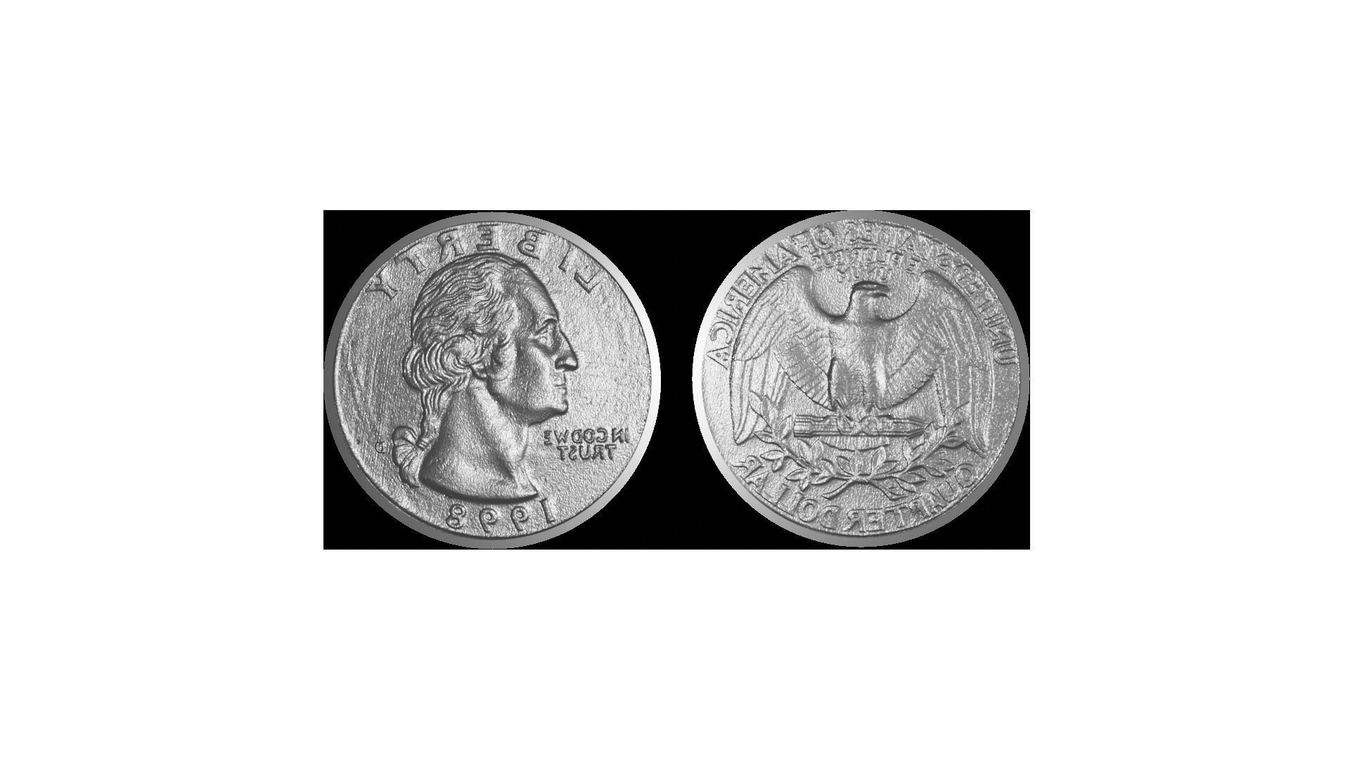 Quarter Dollar 3D Scanned 3D model_1