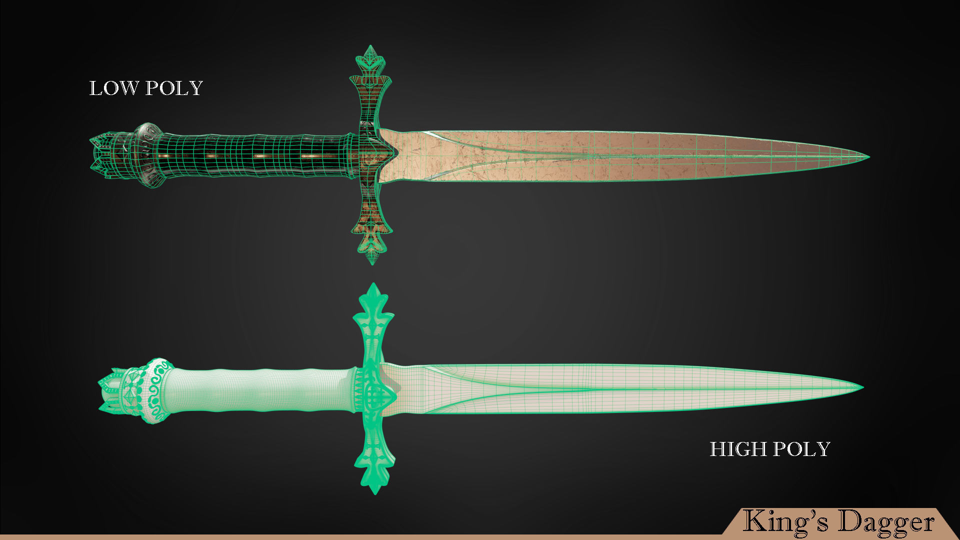 Kings Dagger Game Ready  Low-poly 3D model_6