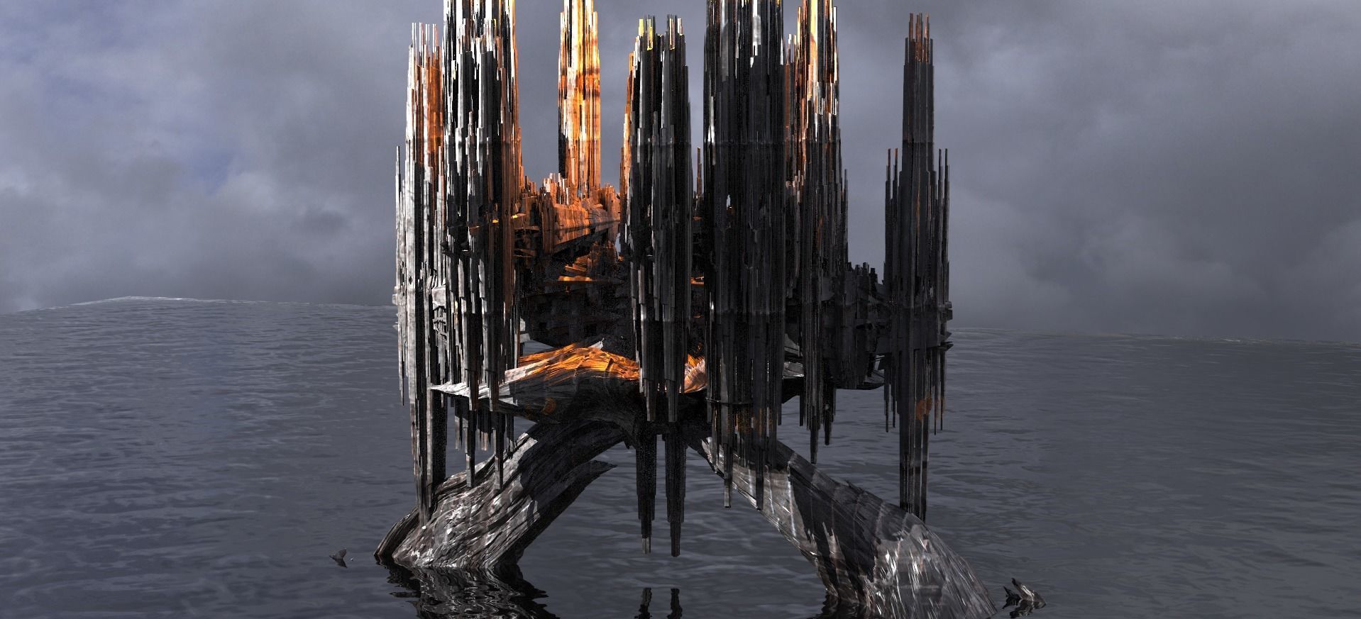 Sci fi Alien Mushroom rock Kitbash 2 3D model_2