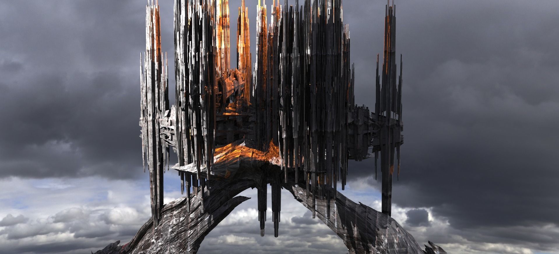 Sci fi Alien Mushroom rock Kitbash 2 3D model_1