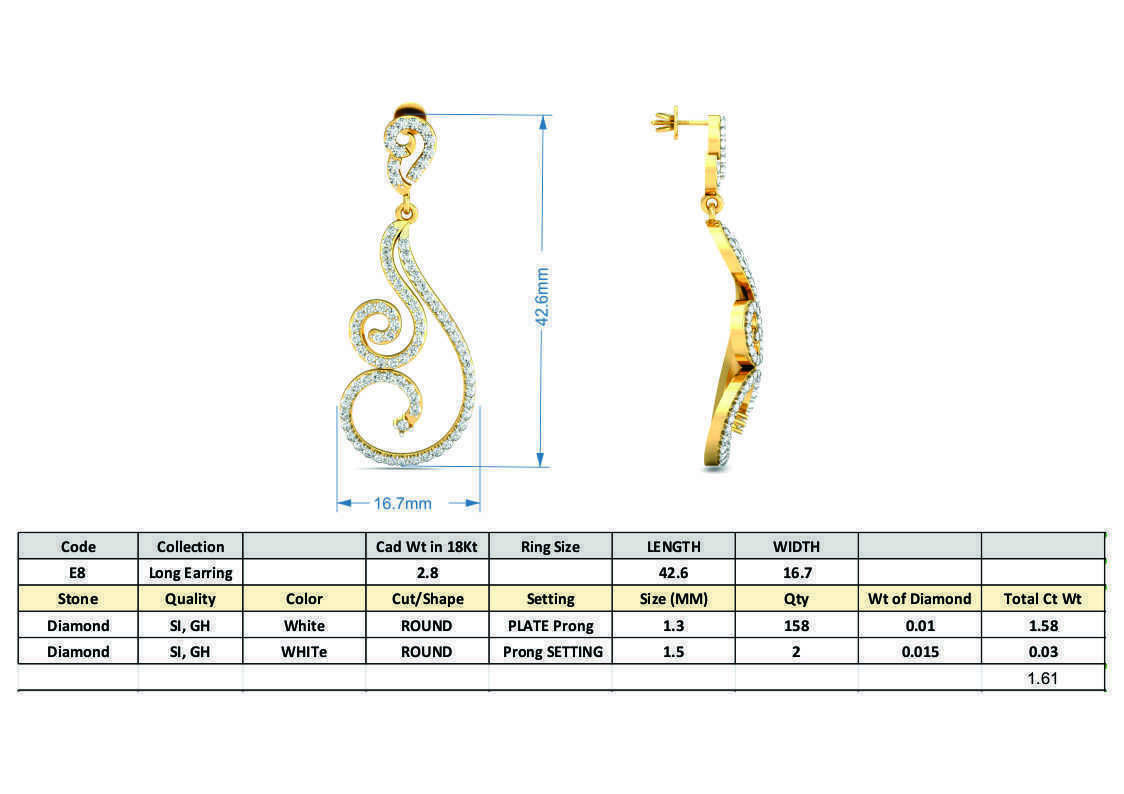 Women Long Earrings 3dm stl 3mf obj glb gltf render details 3D print model_9