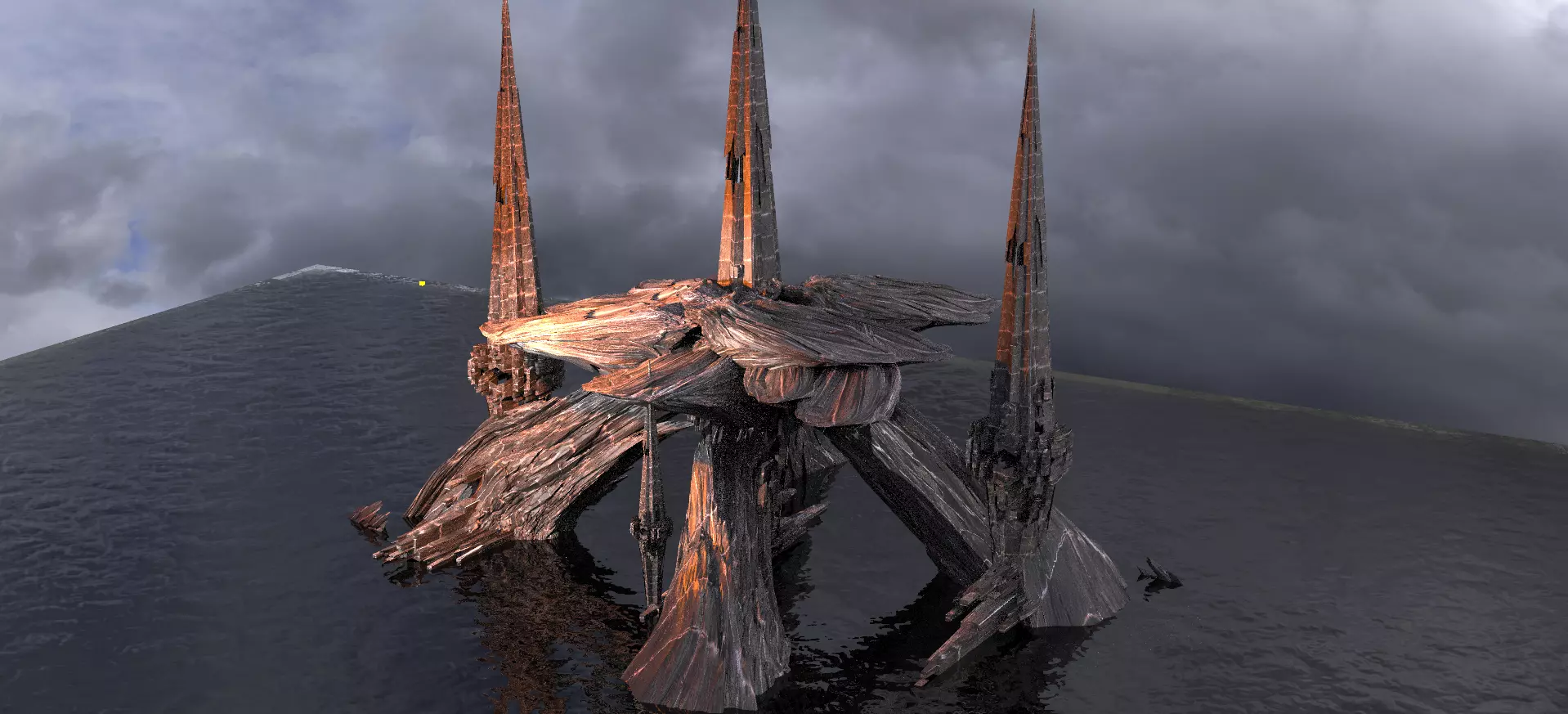 Sci fi Alien Mushroom Cliffs  3D model_0