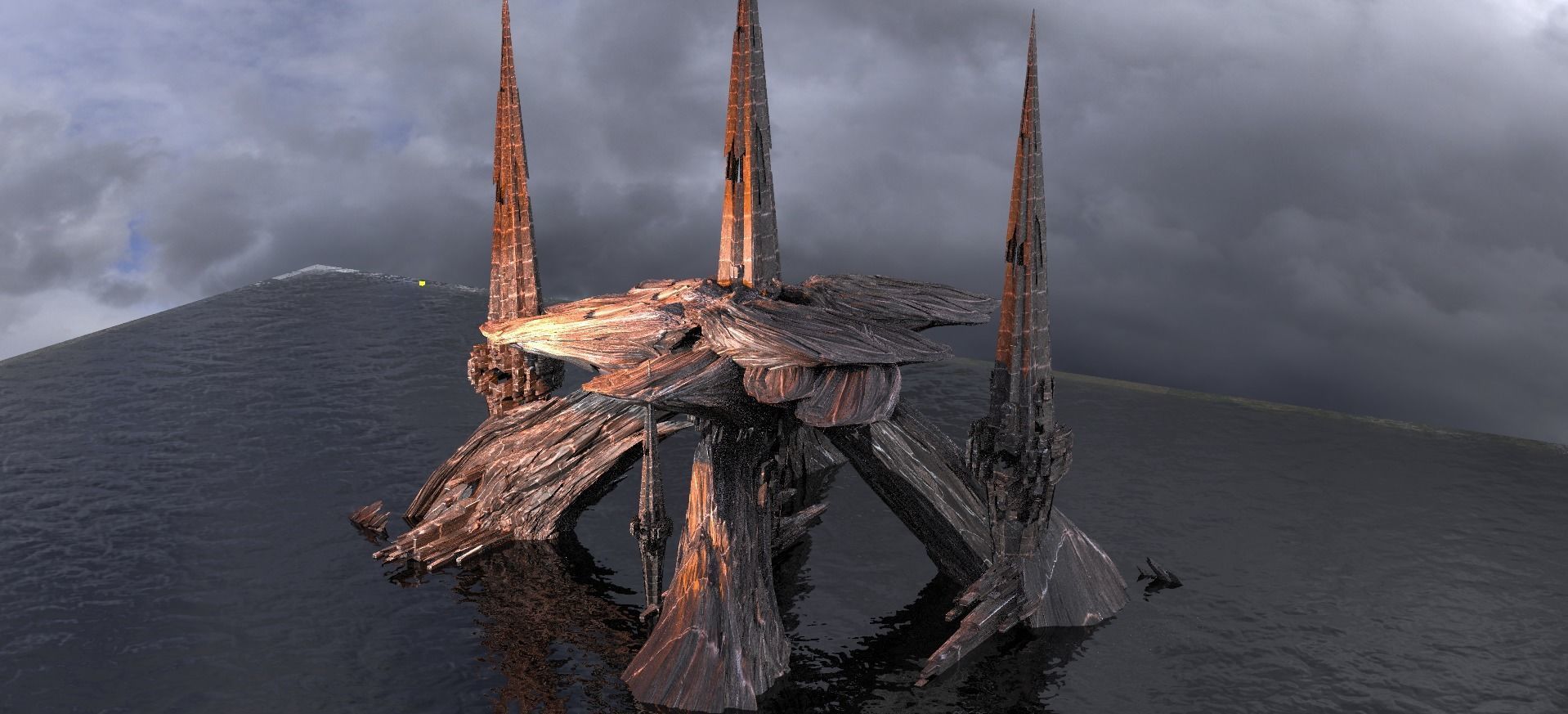 Sci fi Alien Mushroom Cliffs  3D model_1