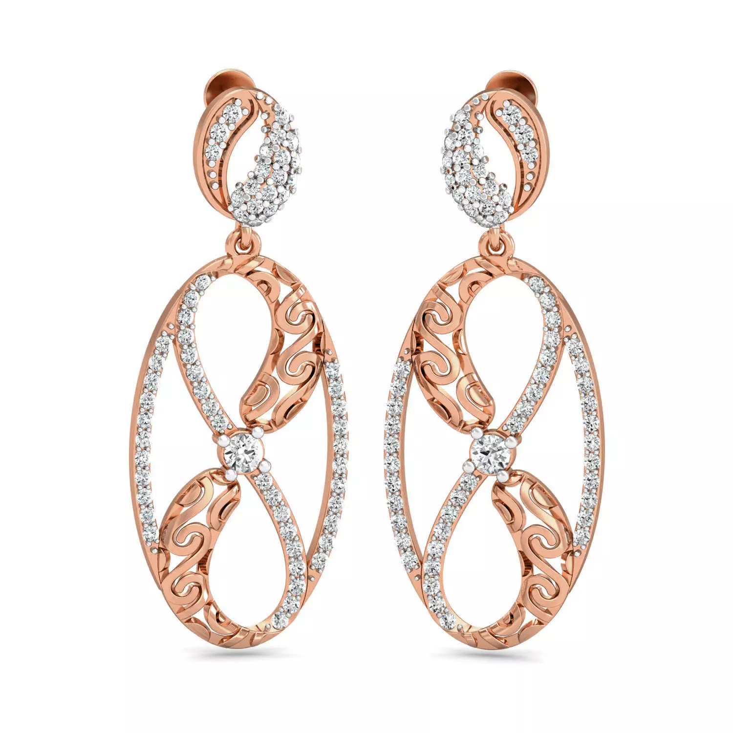 Women Long Earrings 3dm stl 3mf obj glb gltf render details 3D print model_0