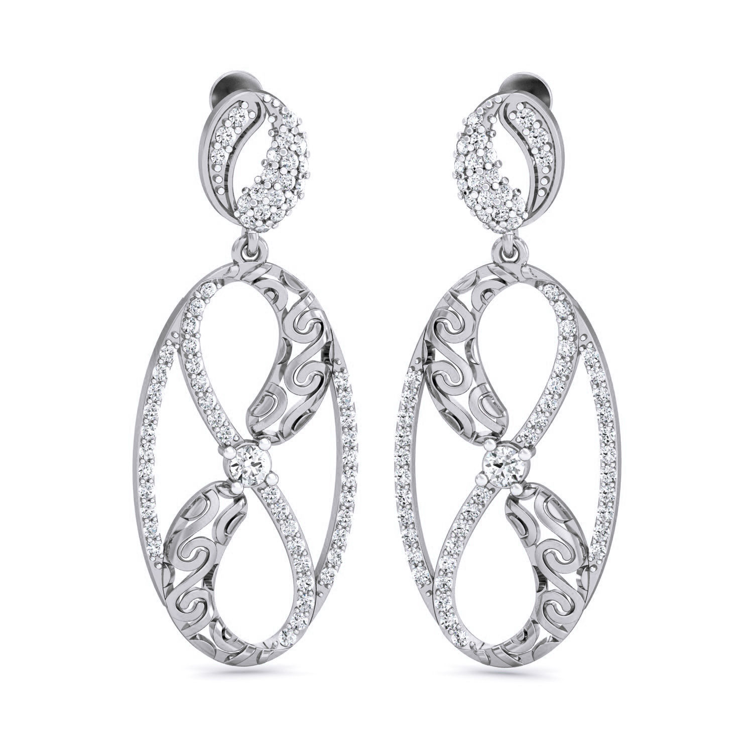 Women Long Earrings 3dm stl 3mf obj glb gltf render details 3D print model_2