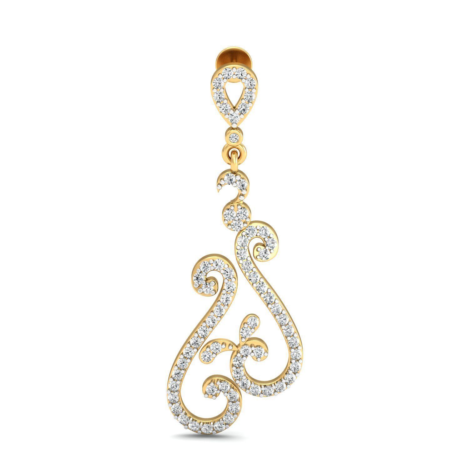 Women Long Earrings 3dm stl 3mf obj glb gltf render details 3D print model_4