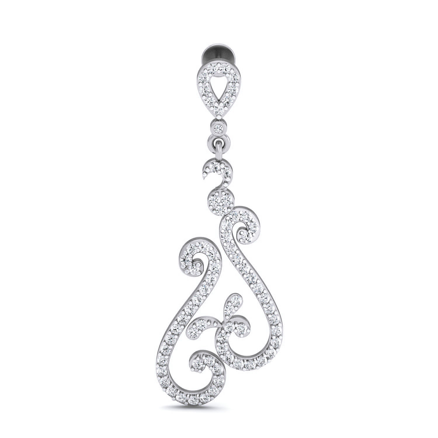 Women Long Earrings 3dm stl 3mf obj glb gltf render details 3D print model_5