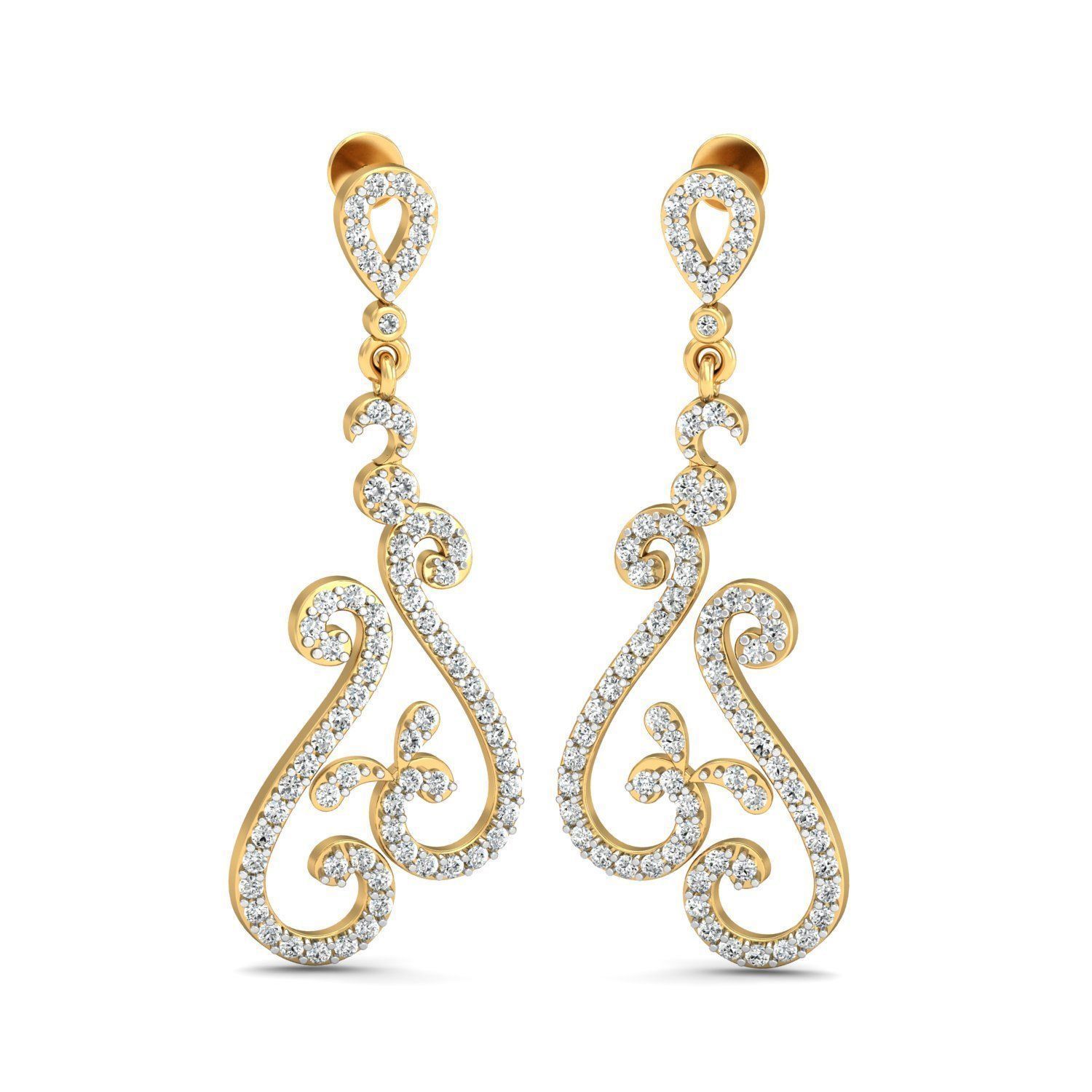 Women Long Earrings 3dm stl 3mf obj glb gltf render details 3D print model_1