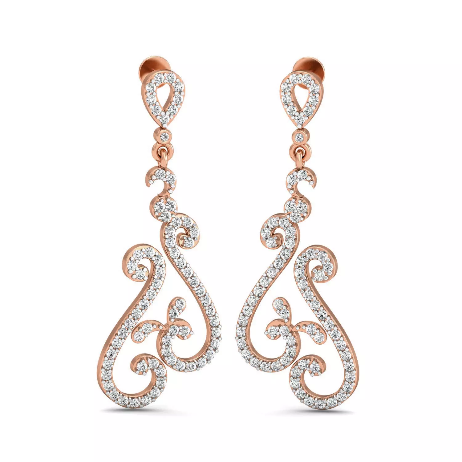 Women Long Earrings 3dm stl 3mf obj glb gltf render details 3D print model_0