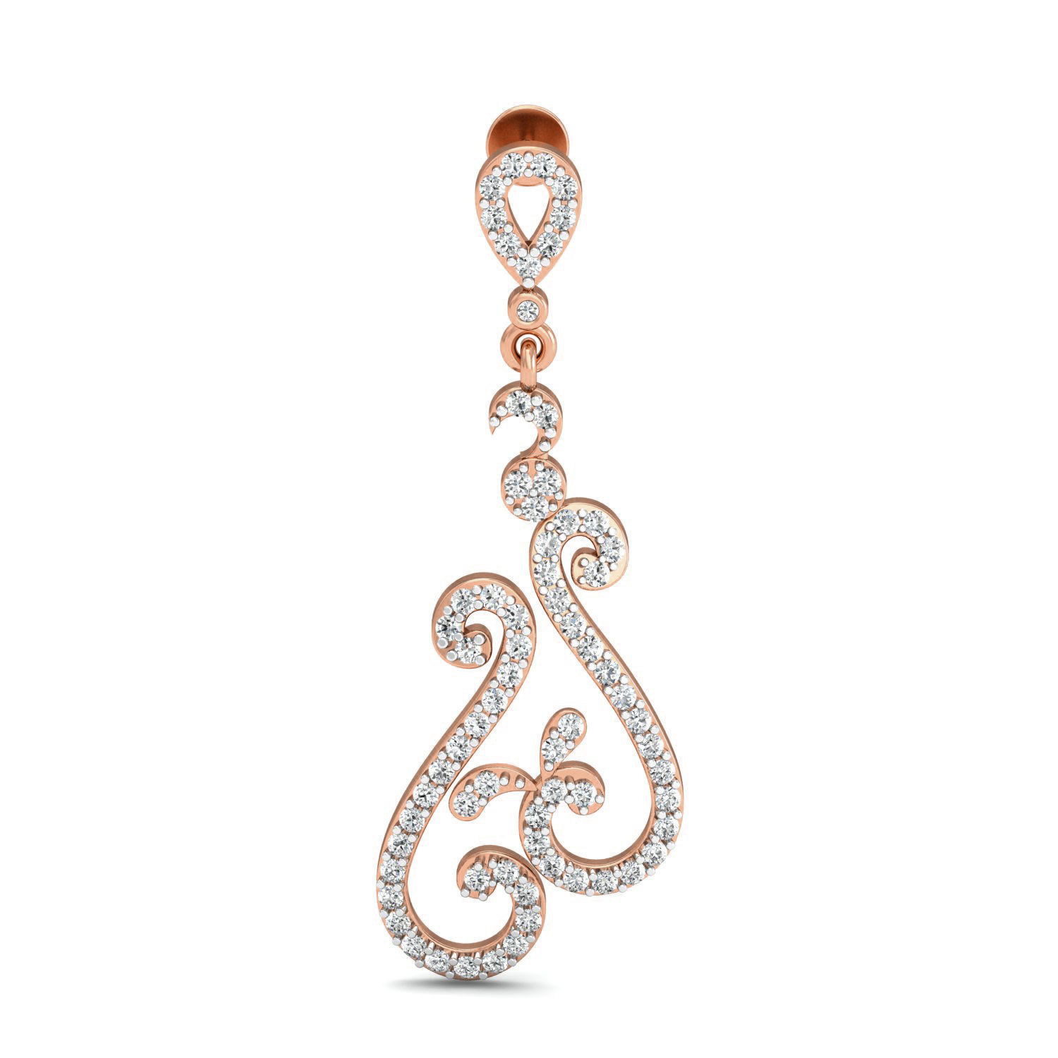 Women Long Earrings 3dm stl 3mf obj glb gltf render details 3D print model_3