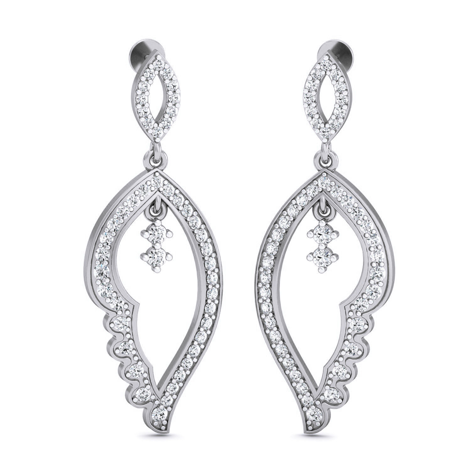 Women Long Earrings 3dm stl 3mf obj glb gltf render details 3D print model_2