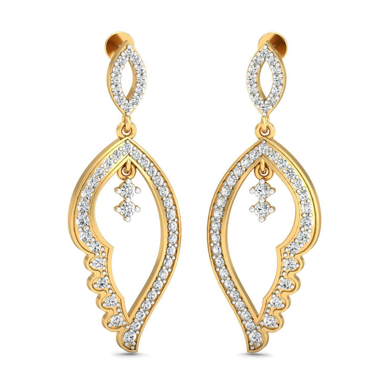 Women Long Earrings 3dm stl 3mf obj glb gltf render details 3D print model_1