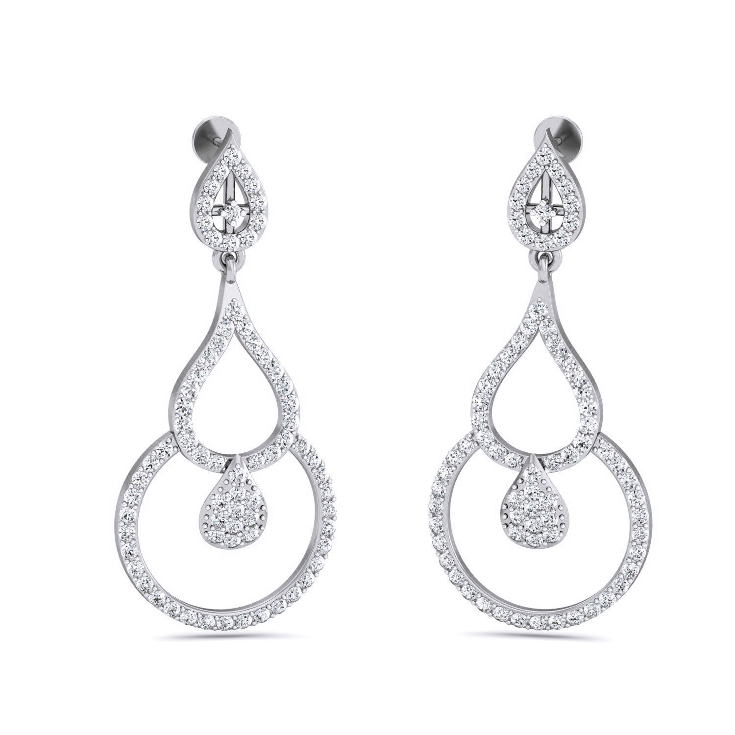 Women Long Earrings 3dm stl 3mf obj glb gltf render details 3D print model_1