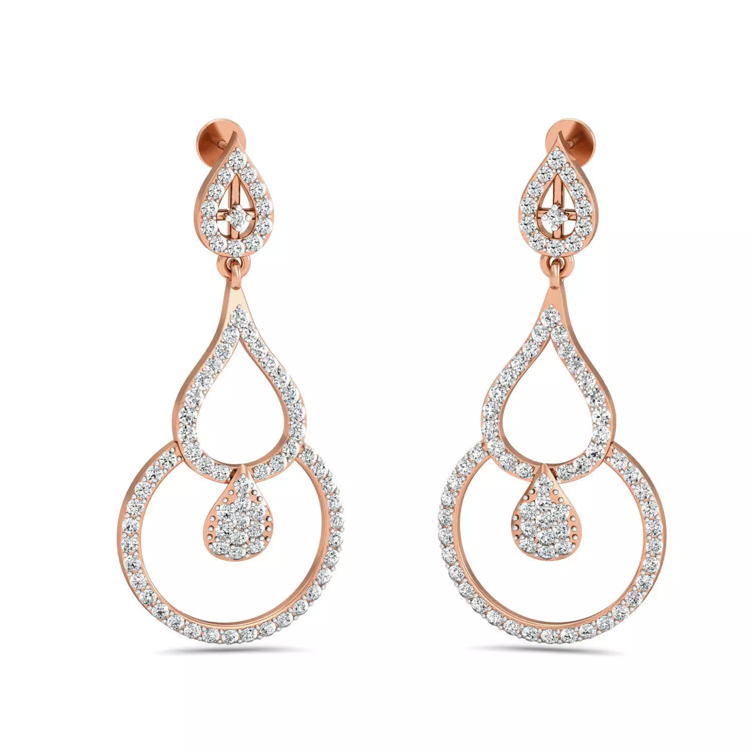 Women Long Earrings 3dm stl 3mf obj glb gltf render details 3D print model_0