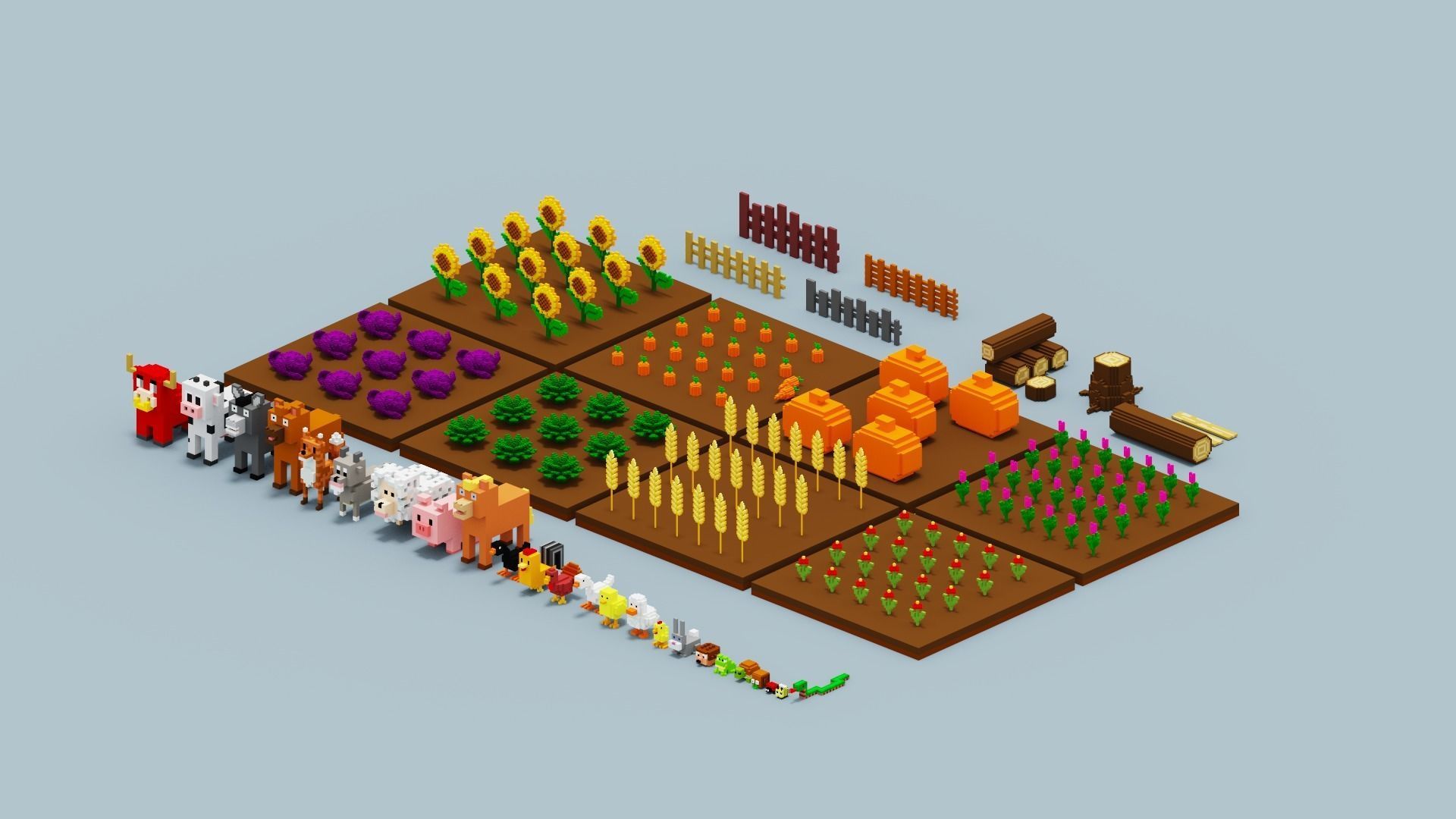 Voxel Farm Pack Low-poly 3D model_19