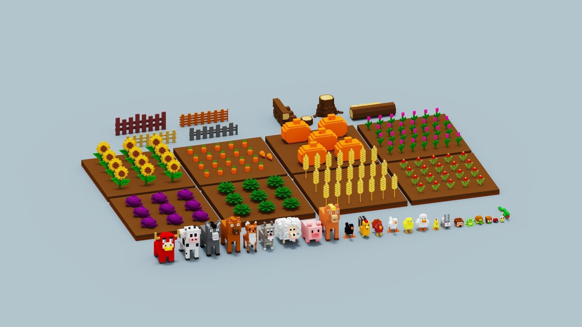 Voxel Farm Pack Low-poly 3D model_16